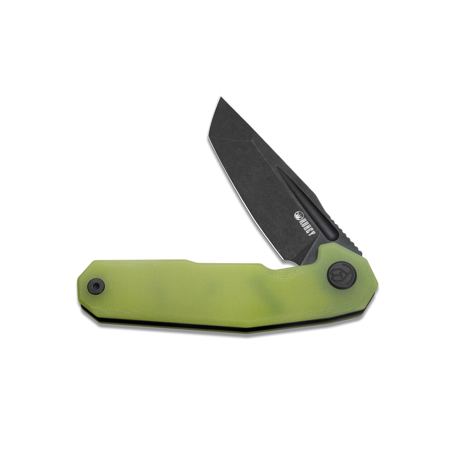 Kubey Carve Liner Lock Tactical Folding Knife Translucent Yellow G10 Handle 3.27'' AUS-10 KB237J