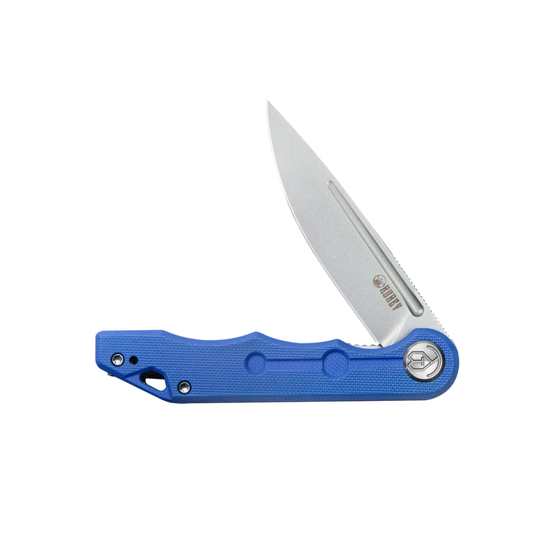 Mizo Liner Lock Flipper Folding Knife Blue G10 Handle 3.15" Bead Blast AUS-10 KU312J