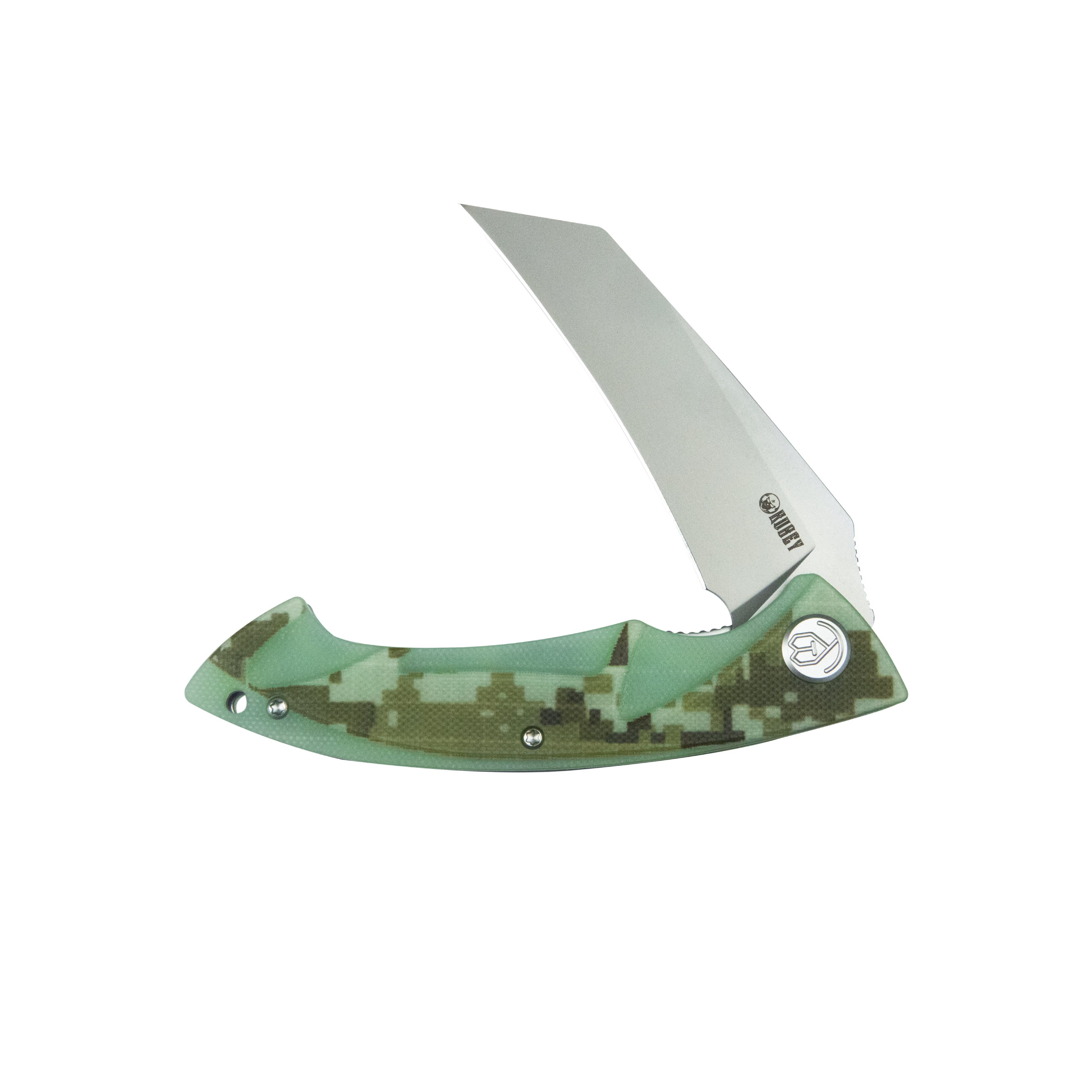 Kubey Anteater Liner Lock Folding Knife Camo G10 Handle 3.42" Sandblast 14C28N KU212J