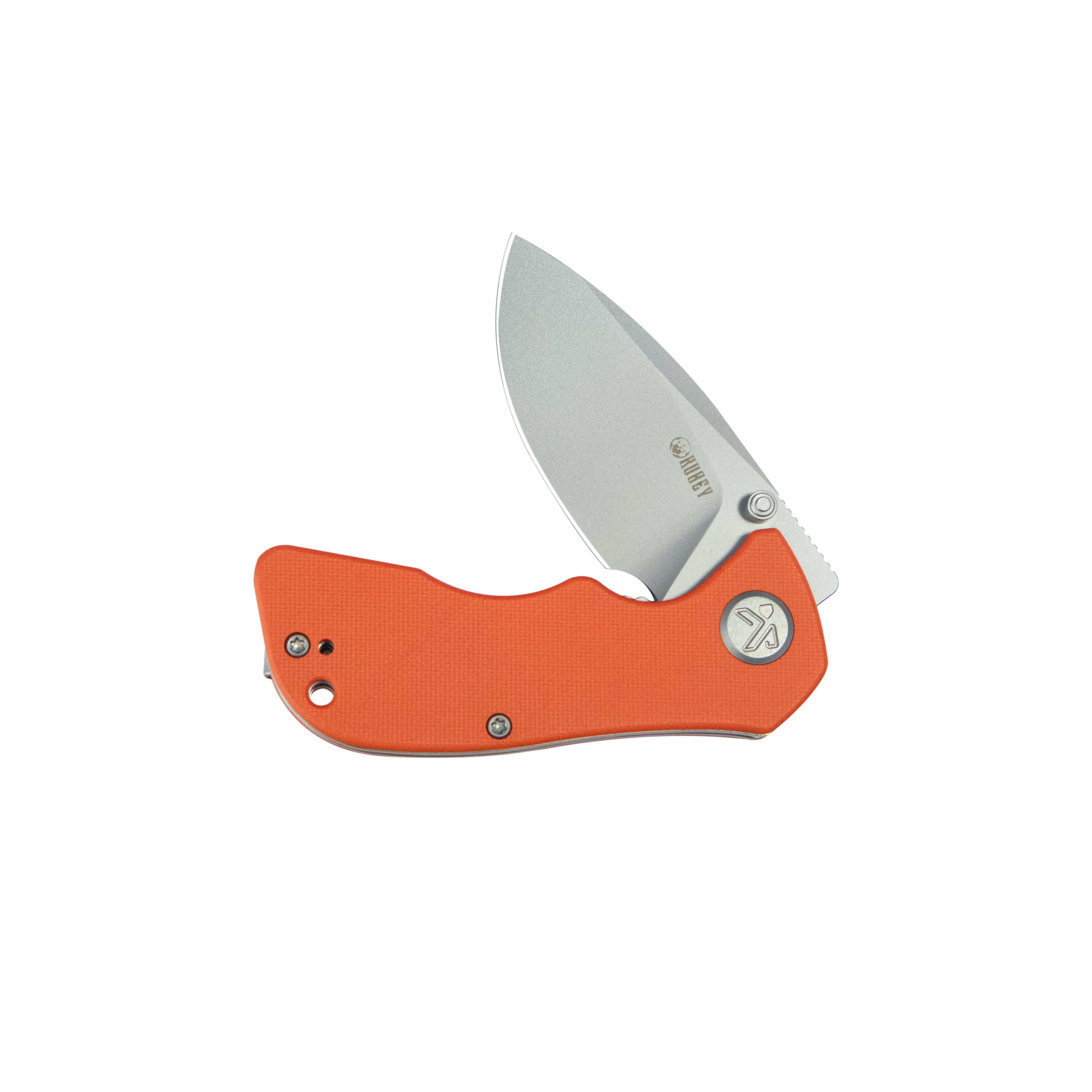 Kubey Karaji Liner Lock Dual Thumb Studs Open Folding Pocket Knife Orange G-10 Handle 2.56" Beadblast 14C28N KU180I