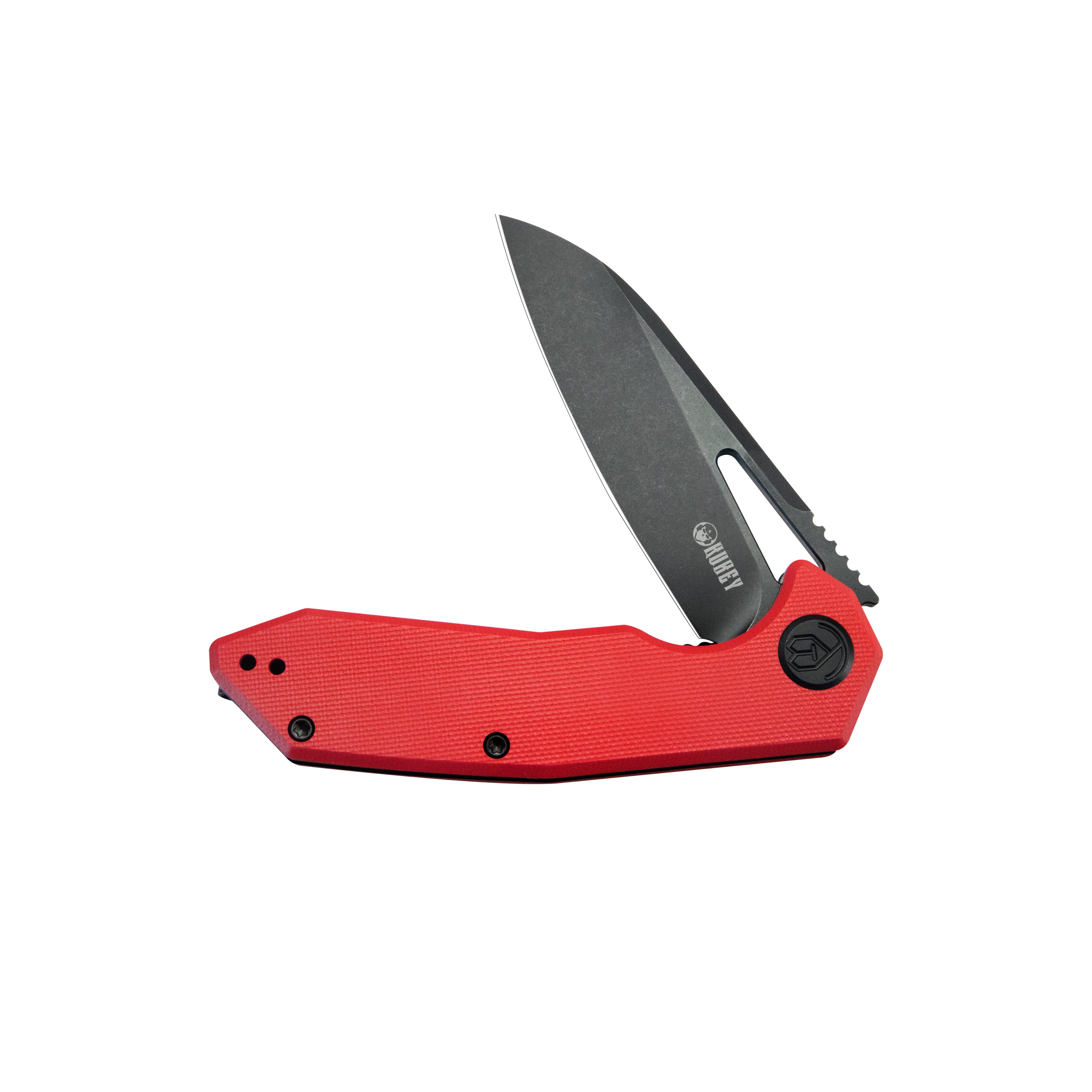 Kubey Vagrant Liner Lock Folding Knife Red G10 Handle 3.1" Blackwash 14C28N KU291K