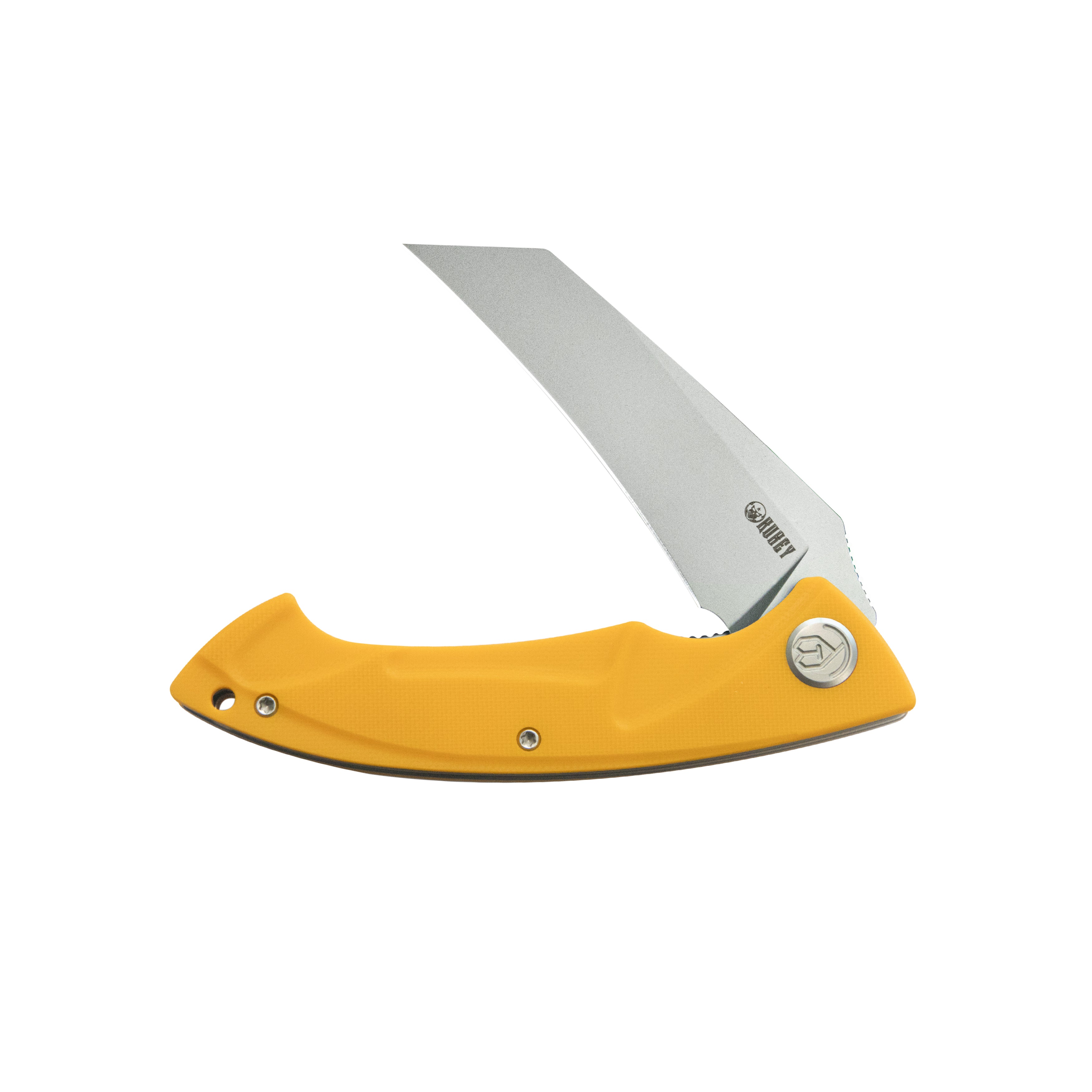 Kubey Anteater Liner Lock Folding Knife Yellow G10 Handle 3.42" Sandblast 14C28N Blade KU212K