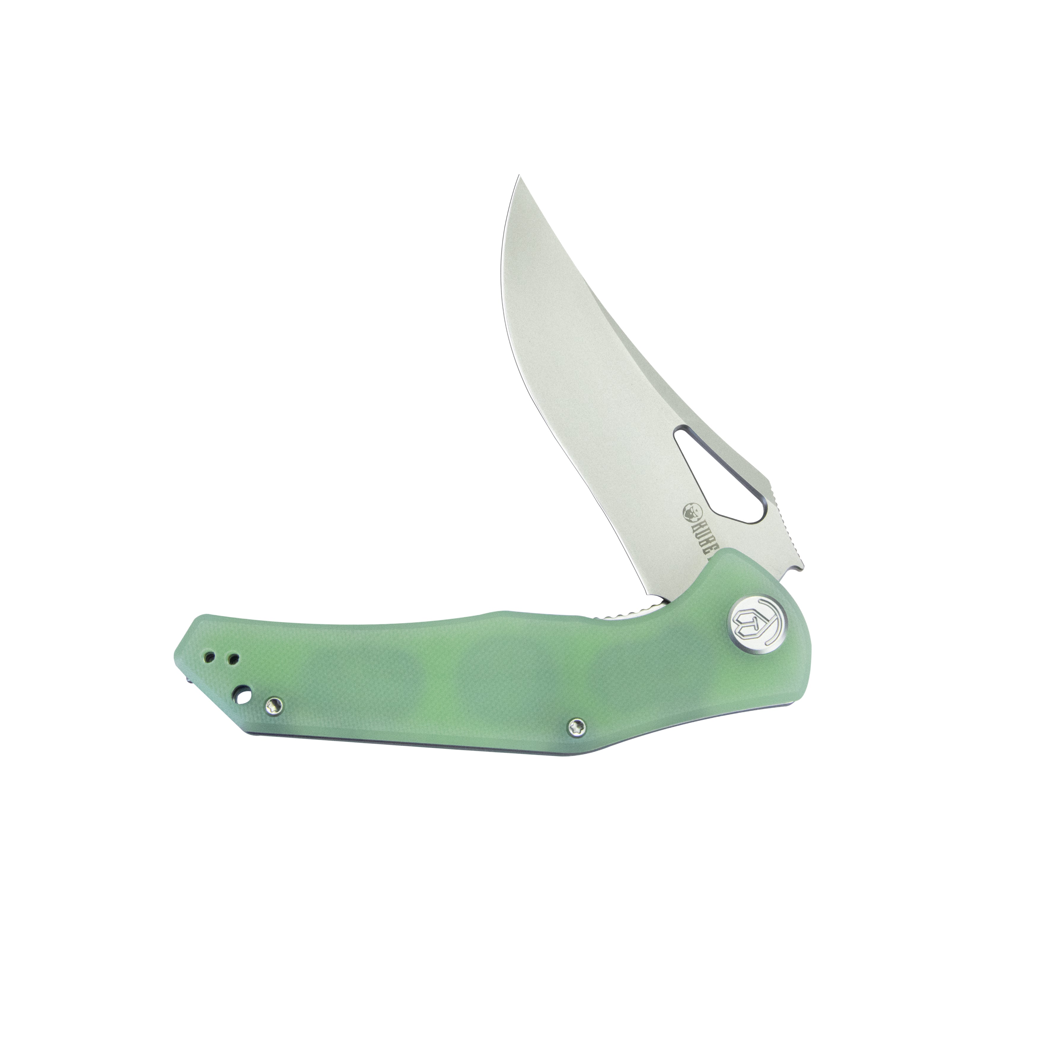 Kubey Phemius Liner Lock Folding Pocket Knife Jade G10 Handle 3.66" Sandblast 14C28N KU149D