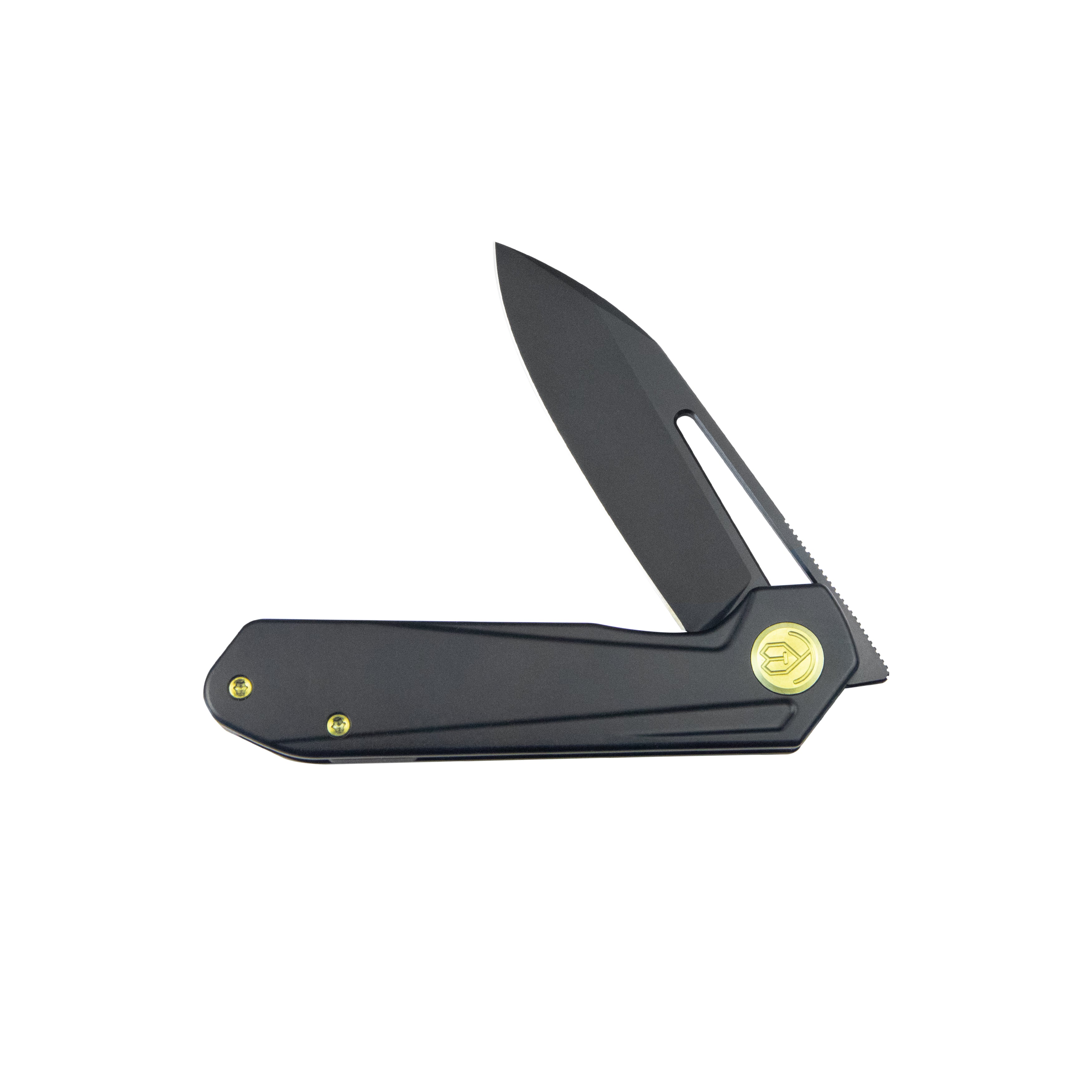 Kubey Royal Frame Lock EDC Pocket Knife Front Flipper Black 6AL4V Titanium Handle 2.99" Black Coated Bohler M390 KB321O