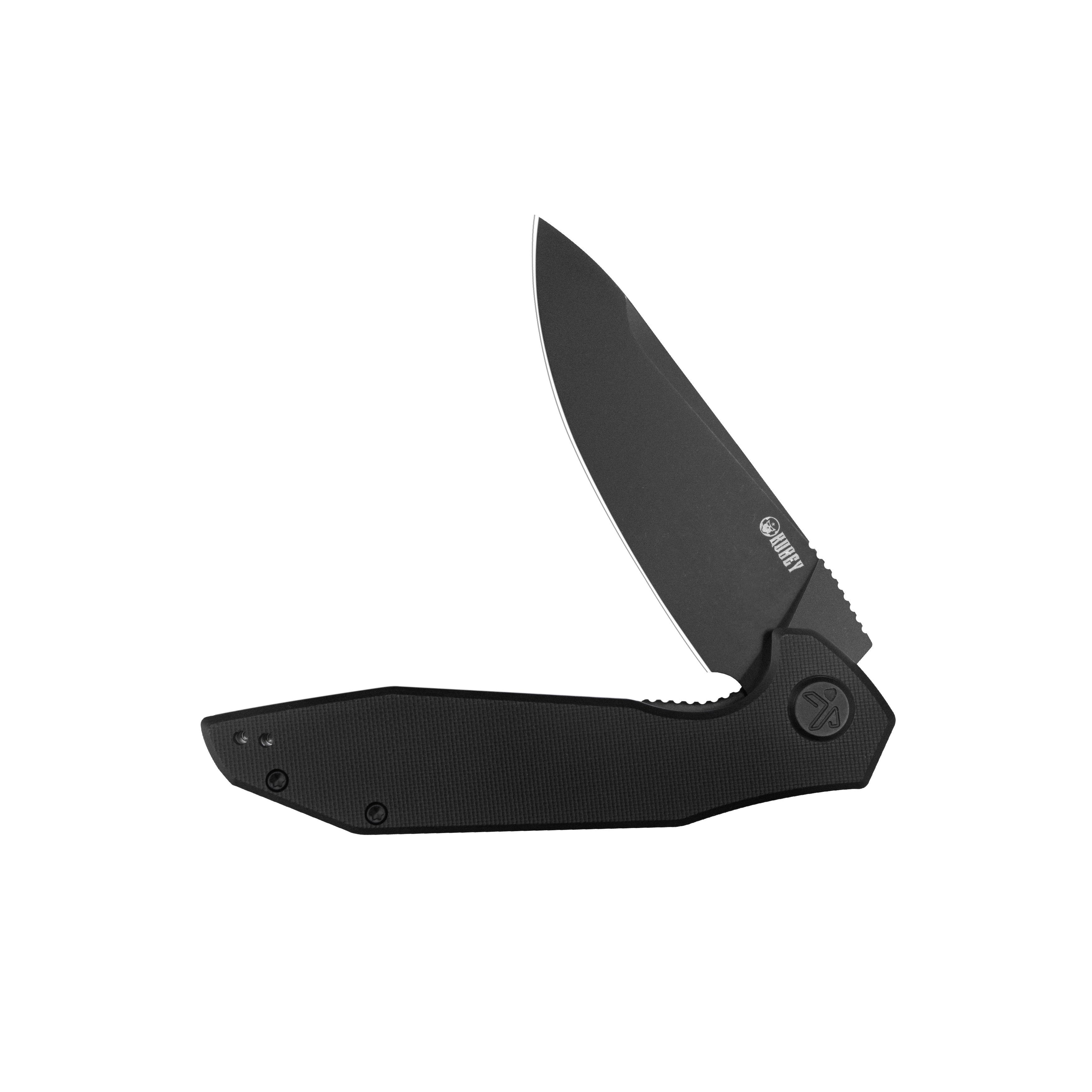 Kubey Nova Liner Lock Flipper Folding Pocket Knife Black G-10 Handle Blackwash 14C28N KU117Q