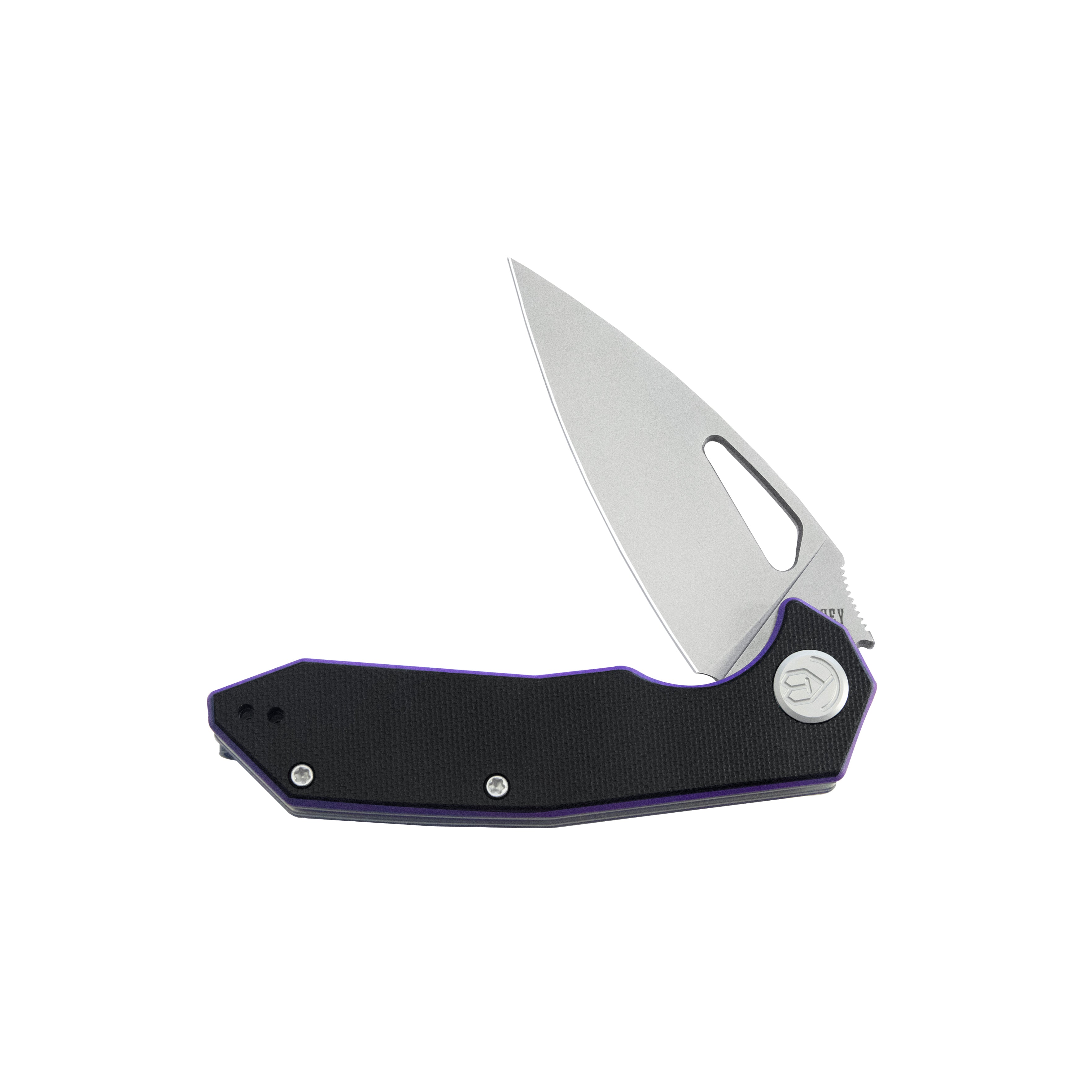 Kubey Coeus Liner Lock Thumb Open Folding Knife Black-purple G-10 Handle Kitchen knives 3.11" Beadblast 14C28N KU122R