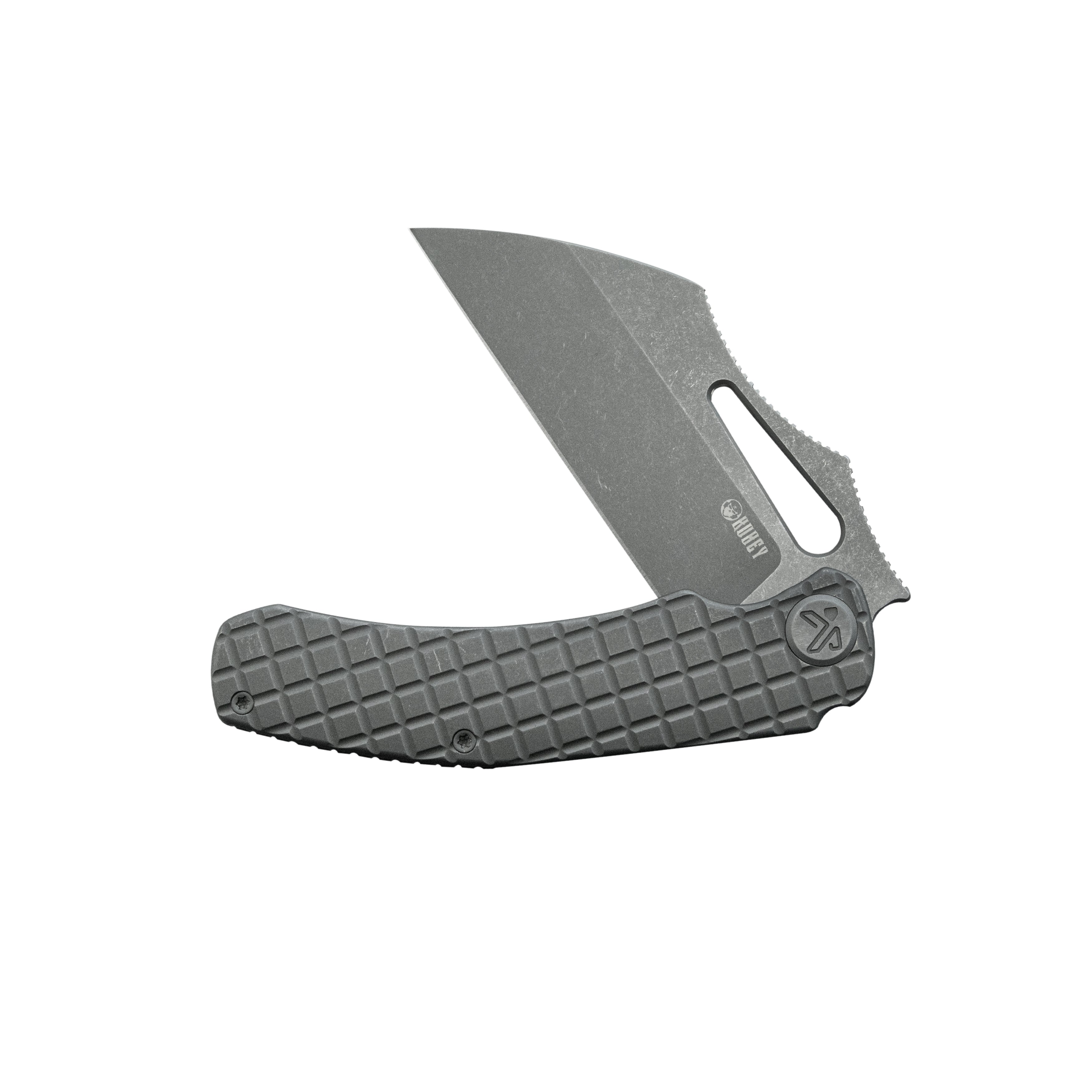 Kubey Sylow Folding Pocket Knife Darkblast Titanium Handle 3.46" Darkwash 14C28N Blade KU260C