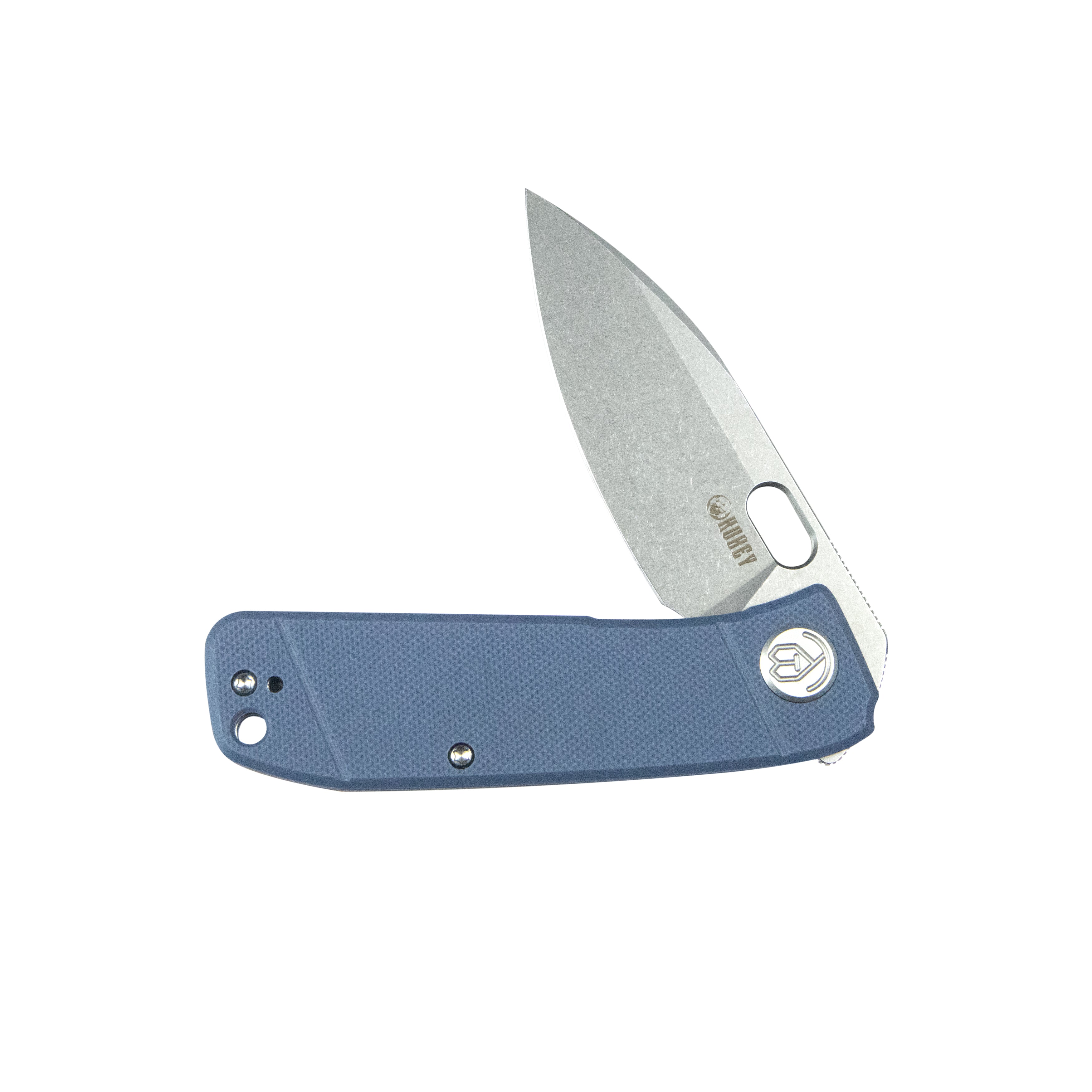 Kubey Hyde Liner Lock Folding Knife Denim Blue G10 Handle 2.95" Sand Blasted 14C28N KU2104D
