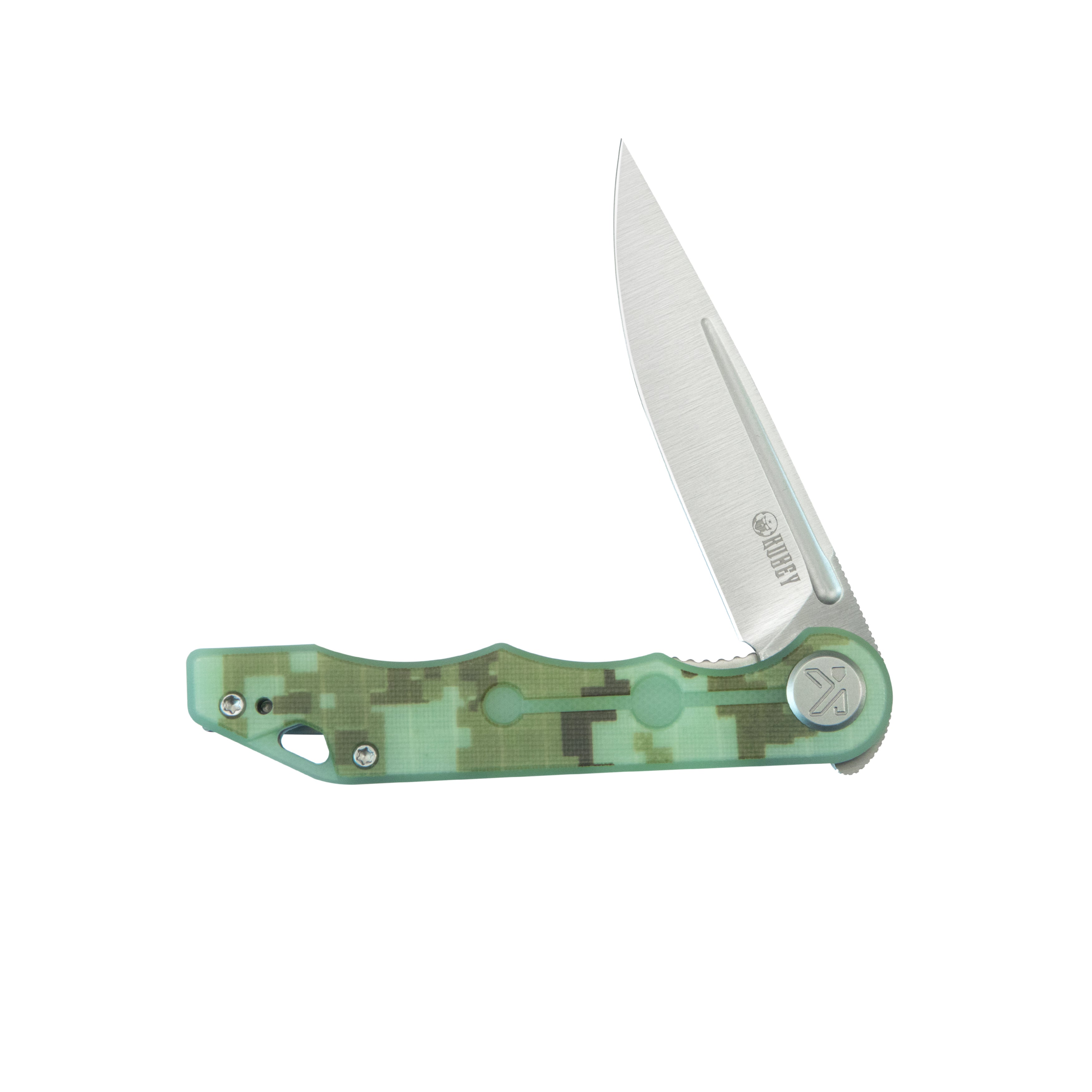 Kubey Mizo Liner Lock Front Flipper Folding Knife Camo G10 Handle 3.15" Satin 14C28N KU2101I