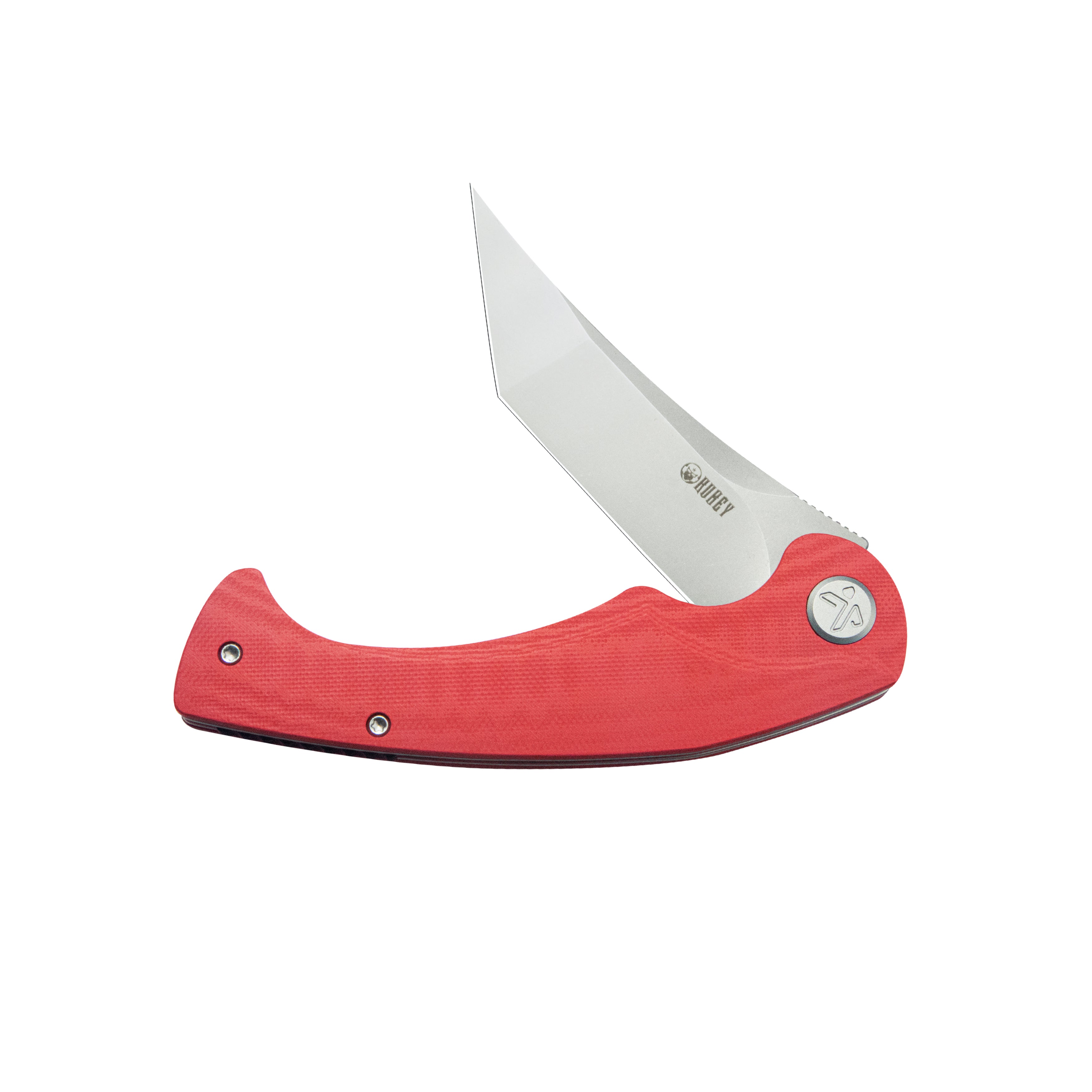 Kubey Scimitar Tanto Liner Lock Hunting Folding Knife Red G10 Handle 3.46" Beadblast 14C28N KU175E