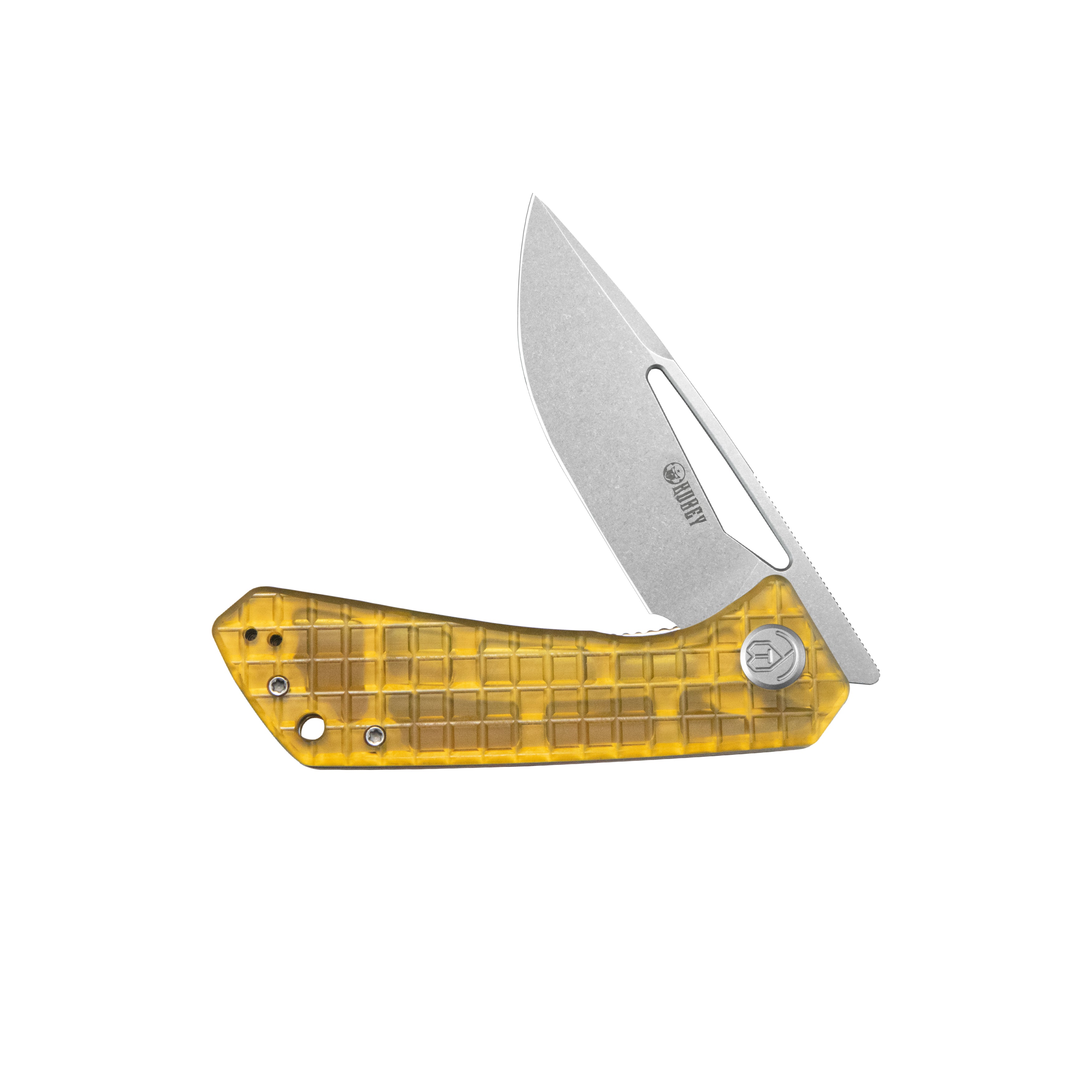 Kubey Thalia Front Flipper EDC Pocket Folding Knife Ultem Handle 3.27" Stonewashed 14C28N KU331Q