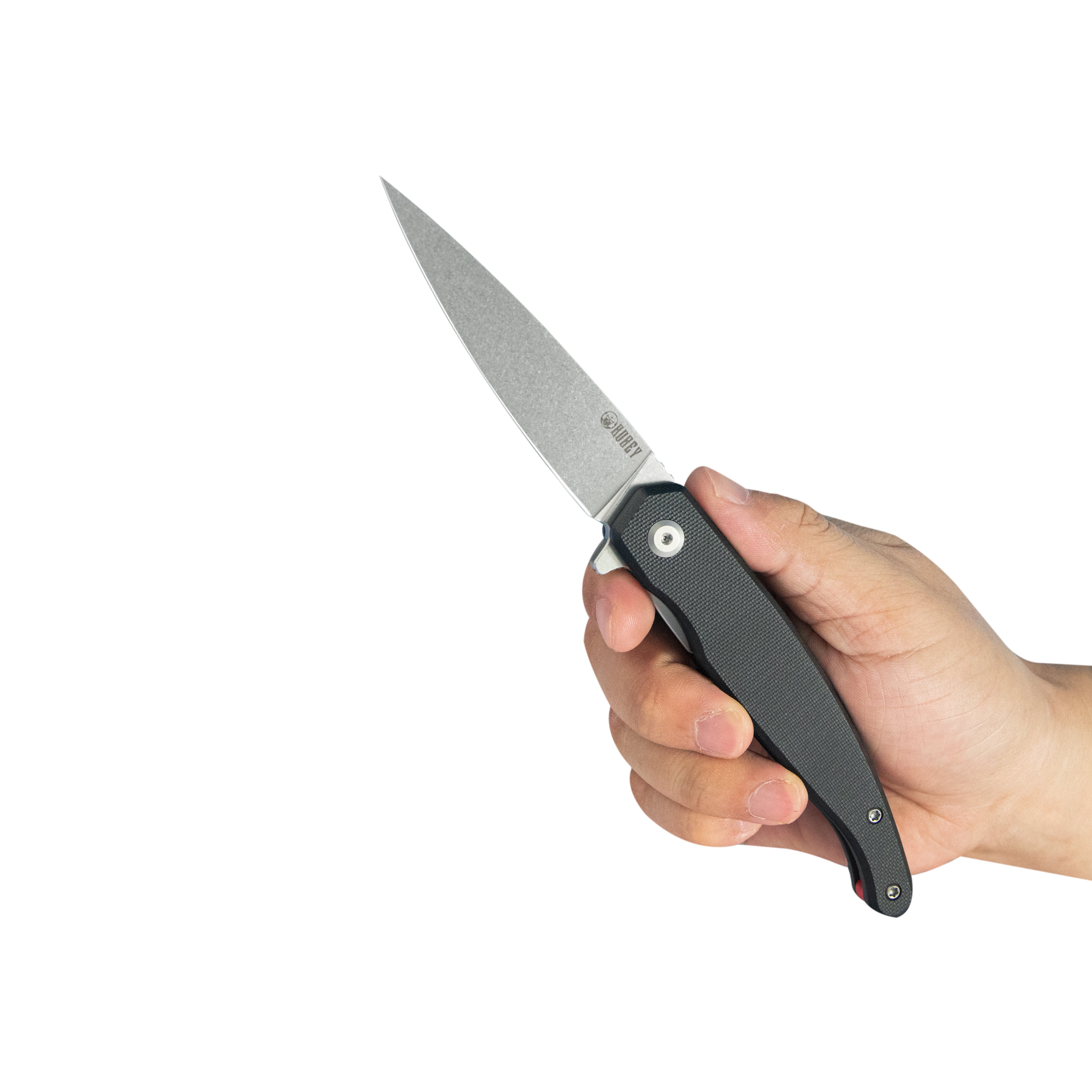 Kubey MOS Outdoor Flipper Folding Knife Black G-10 Handle 3.27" Stonewash 14C28N Blade KU361A