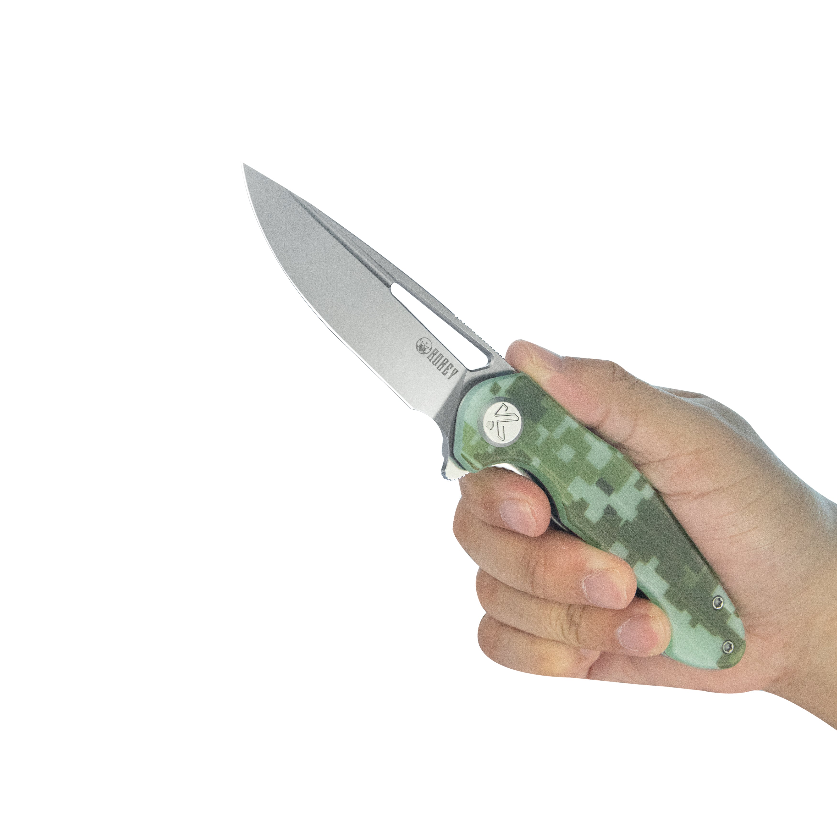 Kubey Dugu Liner Lock Folding Knife Camo G10 Handle 2.91'' Beadblast 14C28N Blade KU210H