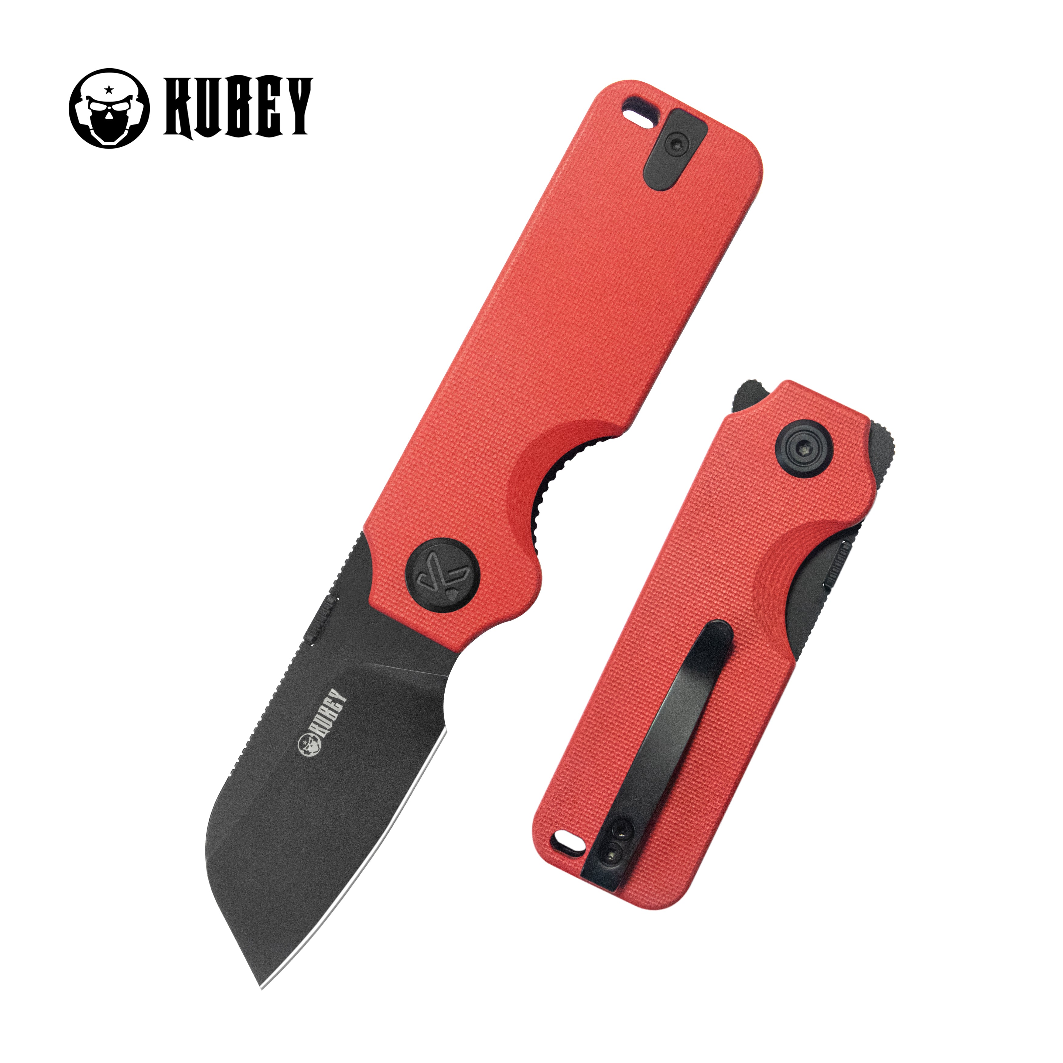 Boxer Liner Lock Flipper Folding Knife Red G10 Handle 2.4" Blackwash 14C28N KU407D