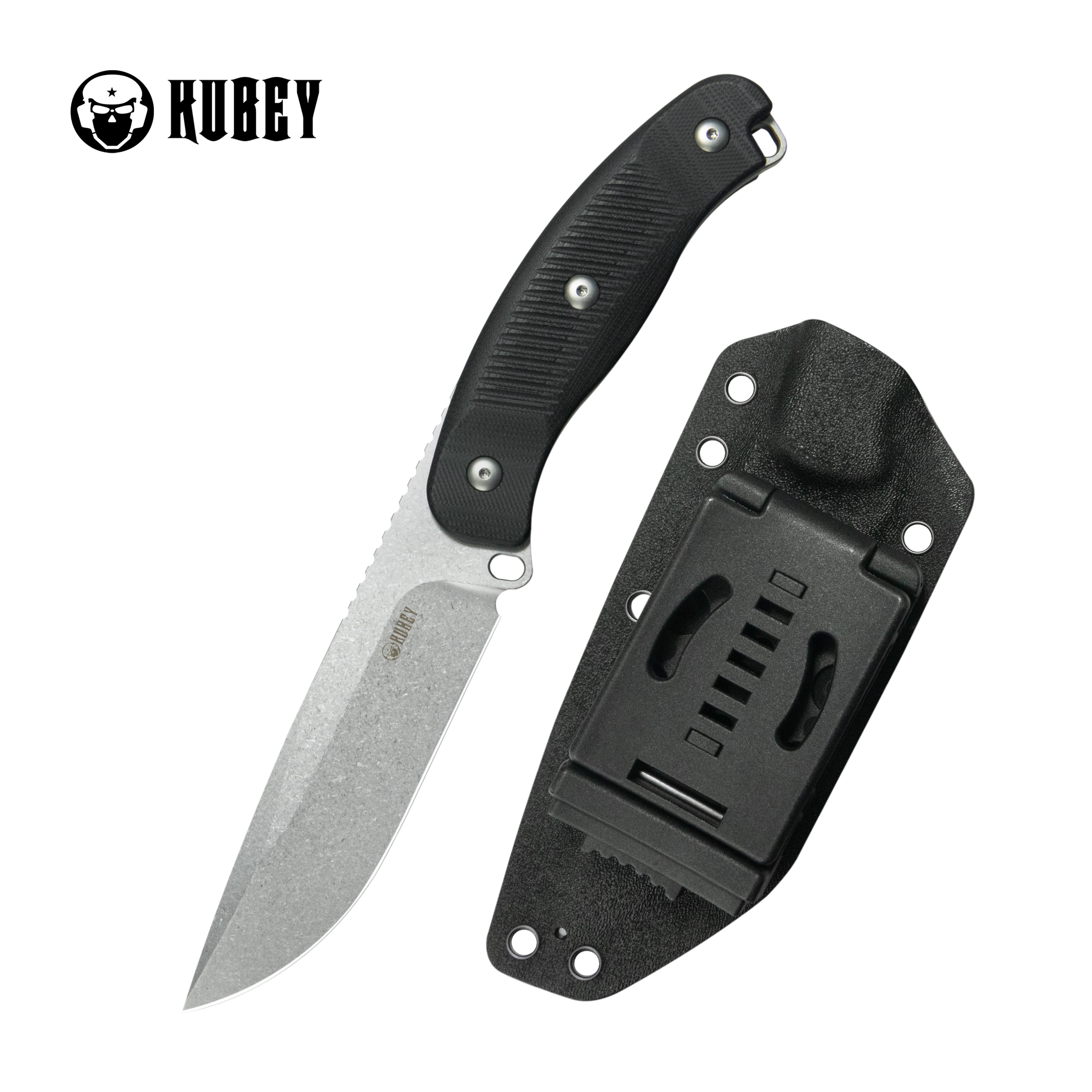 Kubey Bearcat Fixed Blade Knife Black G-10 Handle 4.73