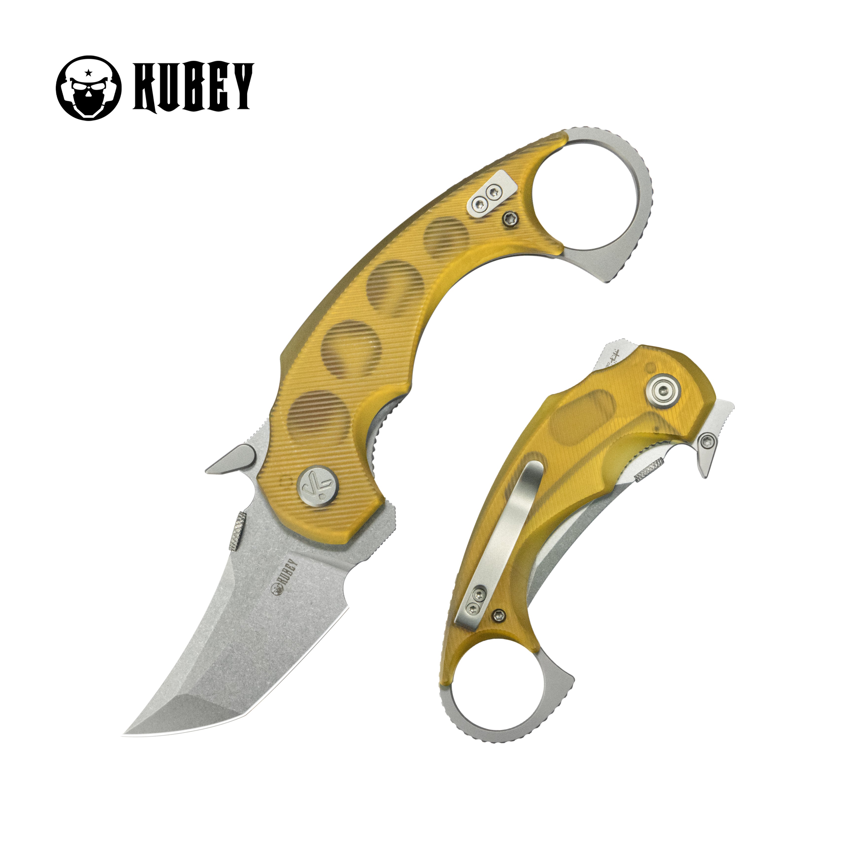 Kubey Jaw Tanto Karambit Folding Knife Ultem Handle 2.52" Sandblast 14C28N Blade KU439C