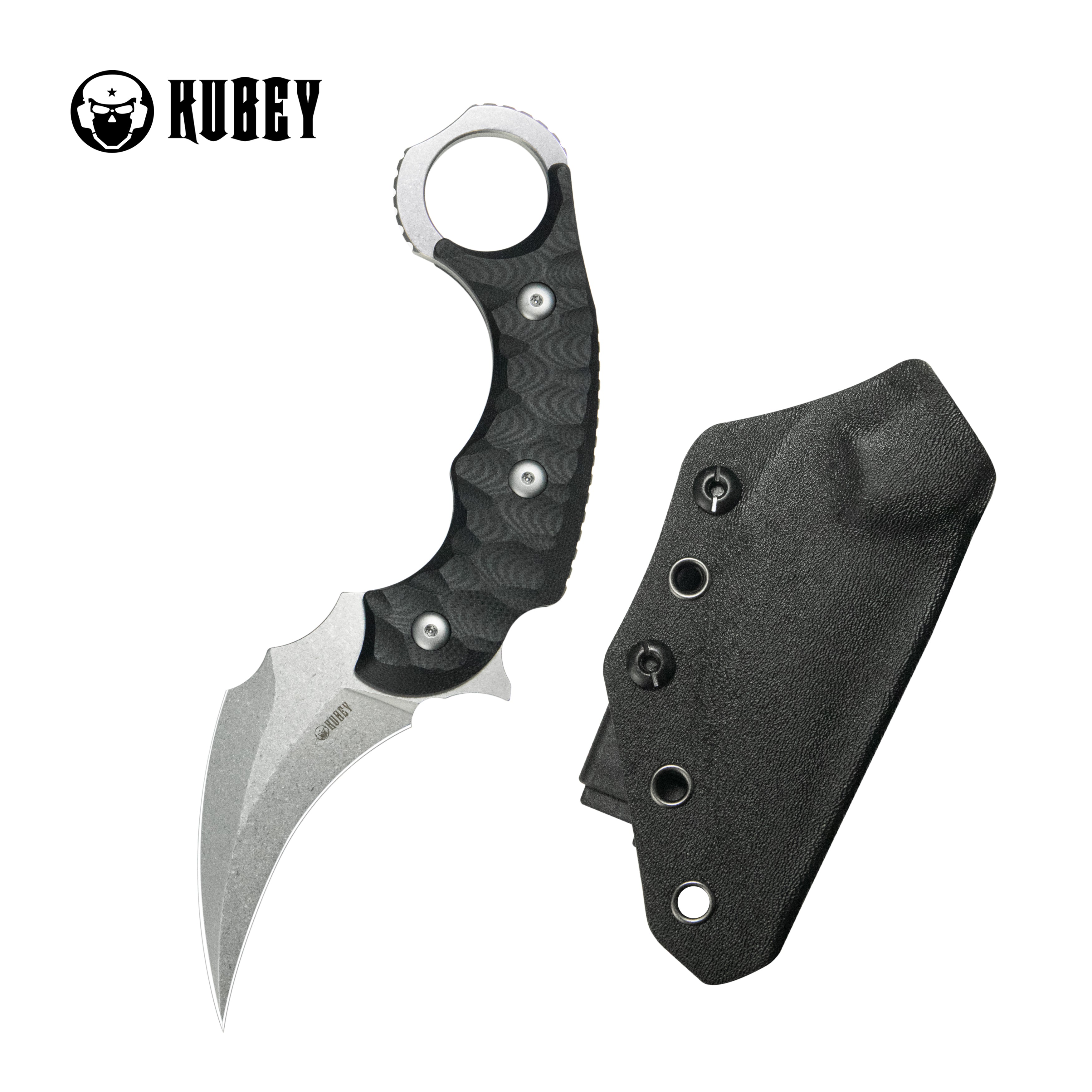 Kubey Velociraptor Pikal Karambit Fixed Blade Knife G-10 Handle 2.99" Beadblast 14C28N Blade KU448A