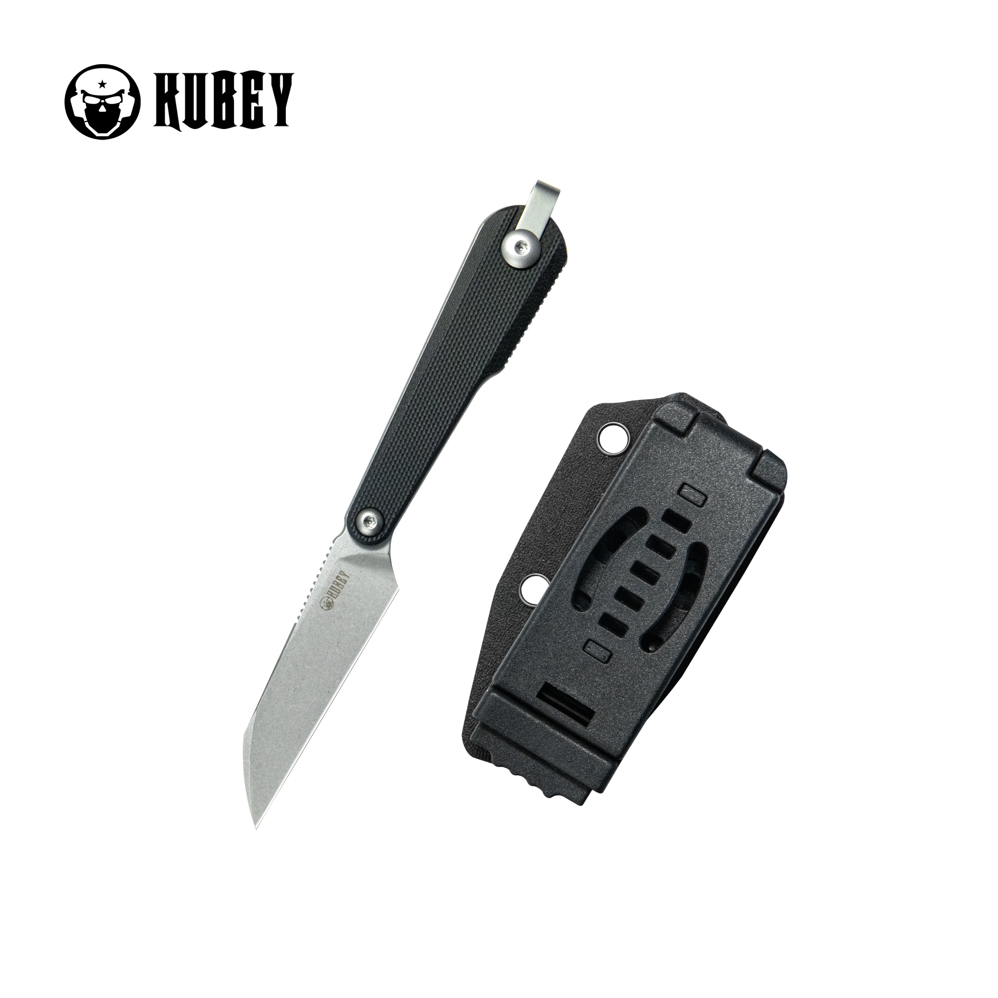Kubey YAG Fixed Blade Knife Black G10 Handle 2.4
