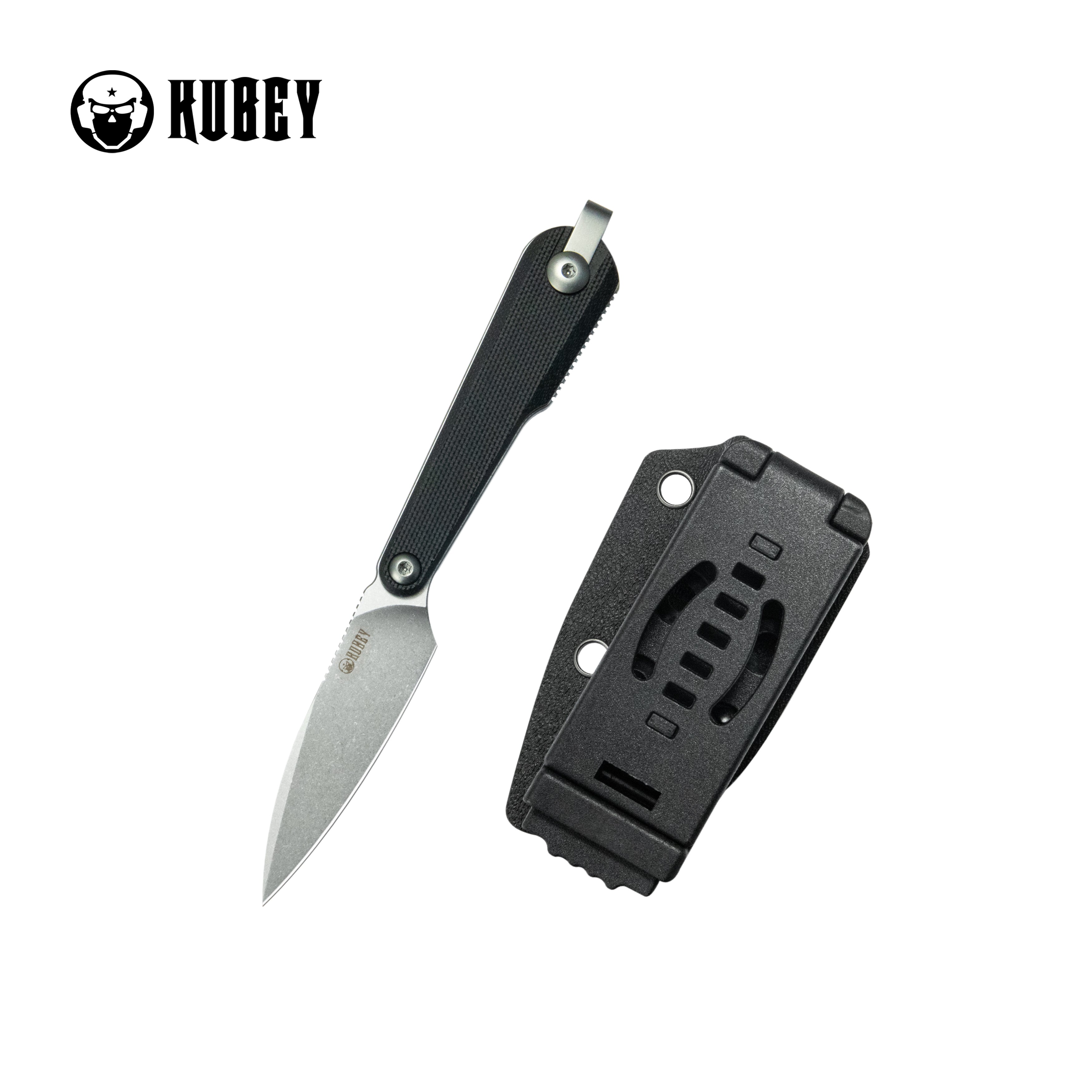 Kubey YAG Fixed Blade Knife Black G10 Handle 2.44" Beadblast 14C28N Blade KU452A