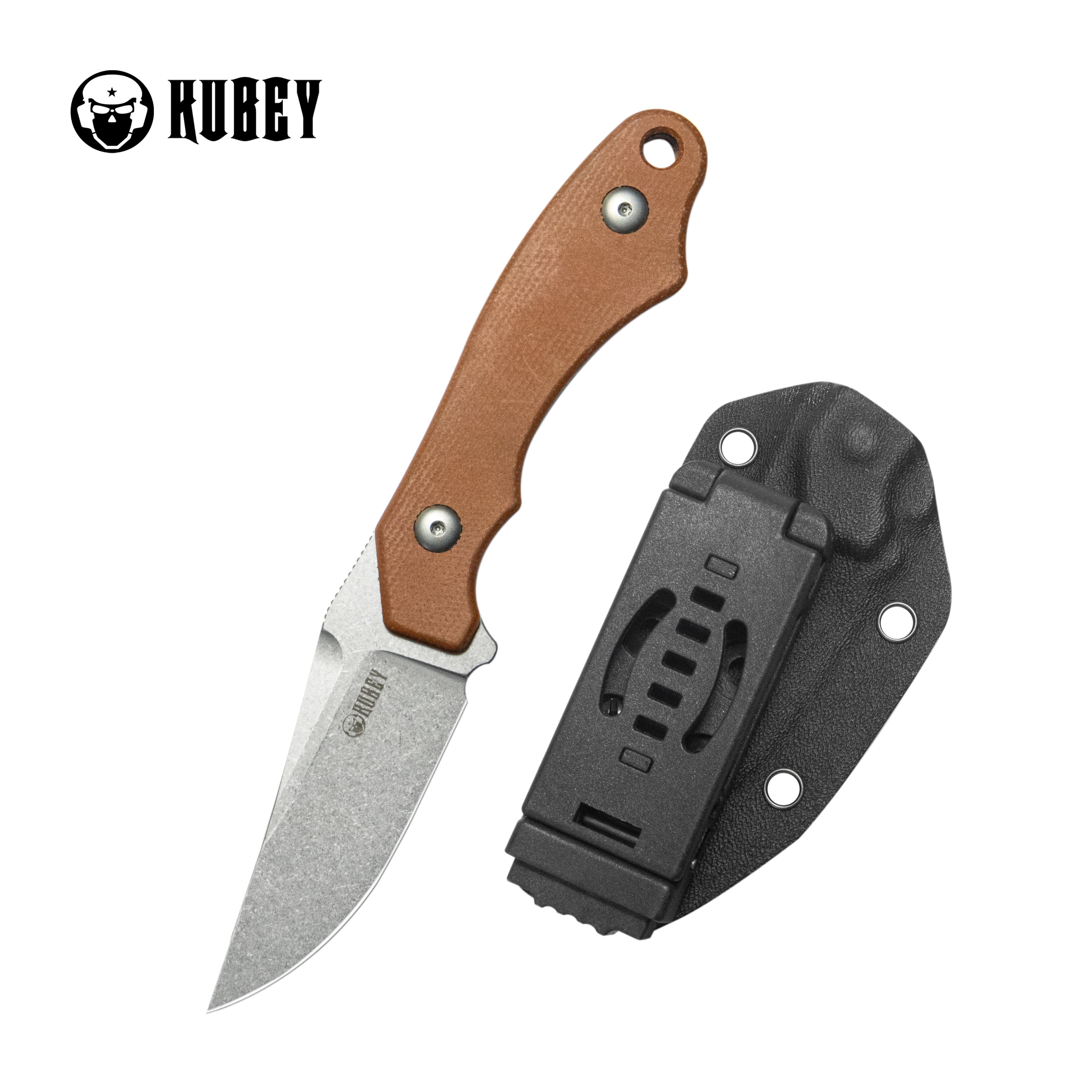 TLB II Clip Point EDC Fixed Blade Knife Brown Micarta 2.8" Beadblast 14C28N with Kydex Sheath KU468C