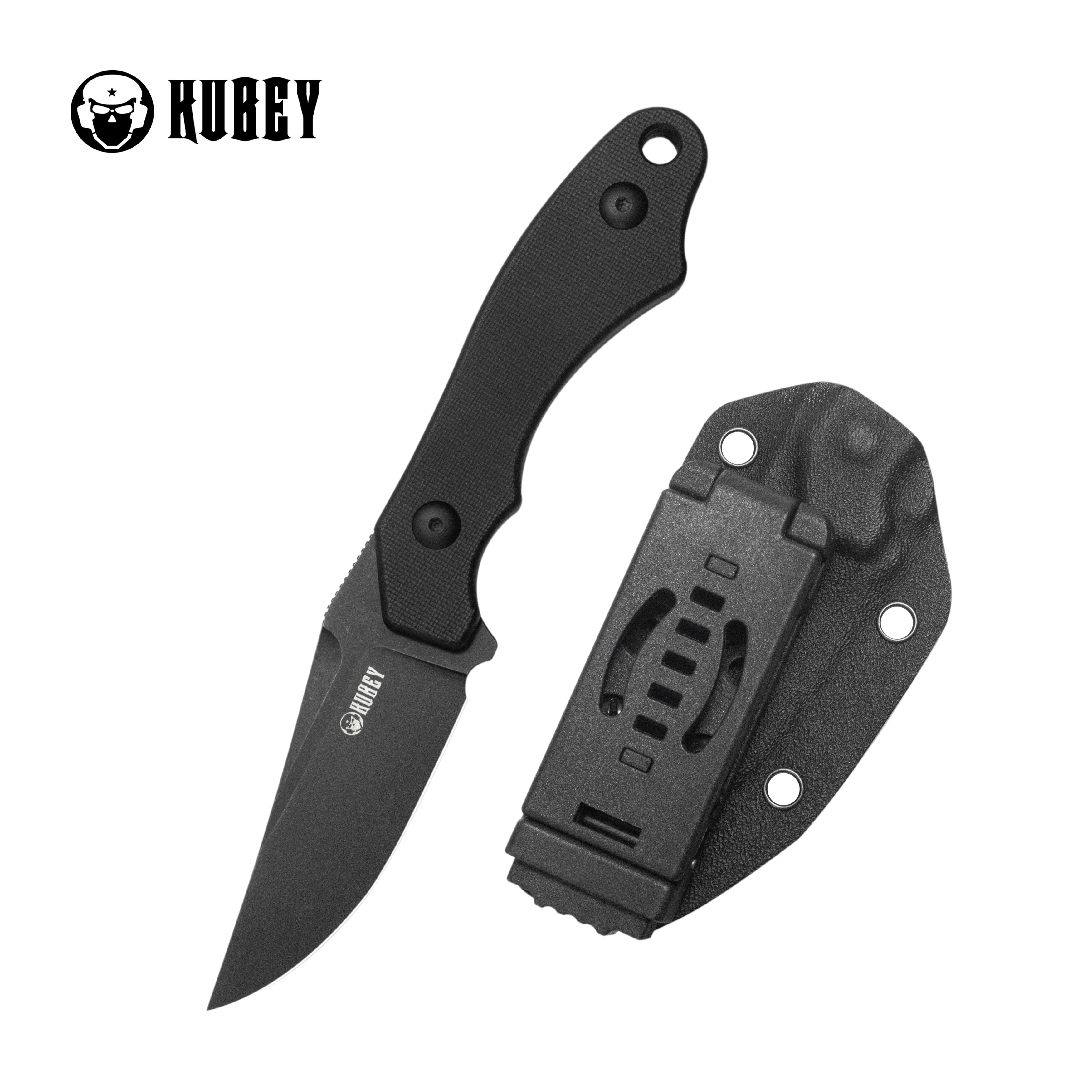 TLB II Clip Point EDC Fixed Blade Knife Black G10 4" Blackwash 14C28N with Kydex Sheath KU468B