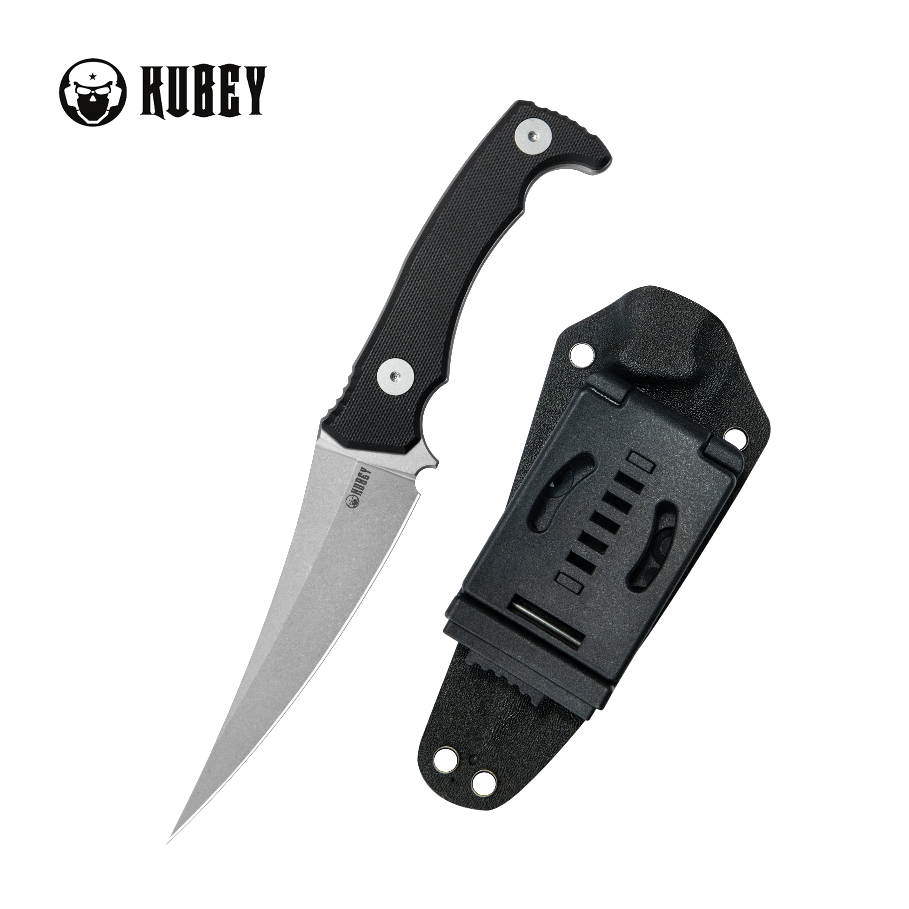 Kubey Sicarii Fixed Blade Knife Black G10 Handle 4.57" Beadblast 14C28N Blade KU477A
