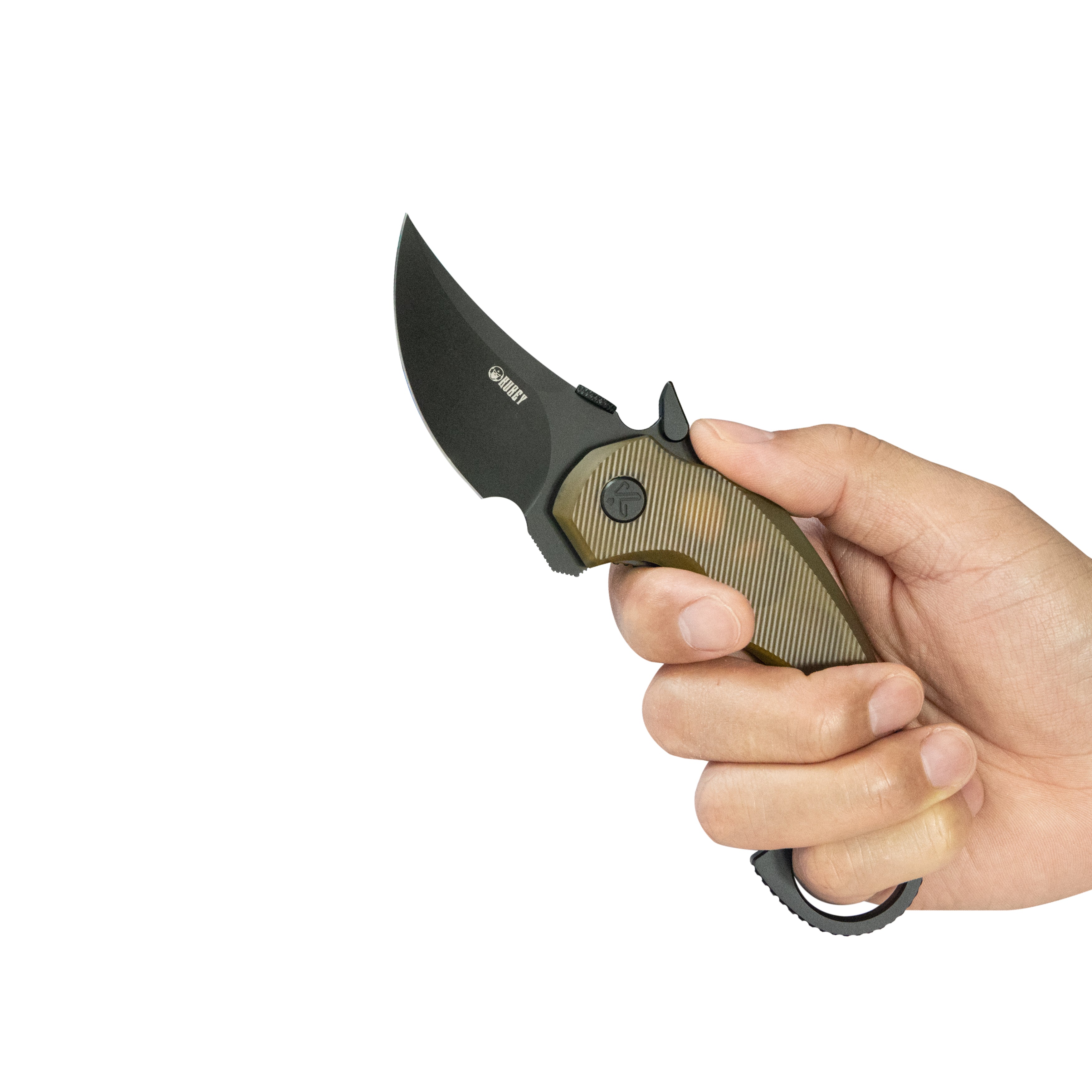 Kubey Jaw Pikal Karambit Folding Knife Ultem Handle 2.52" Blackwash 14C28N Blade KU440E