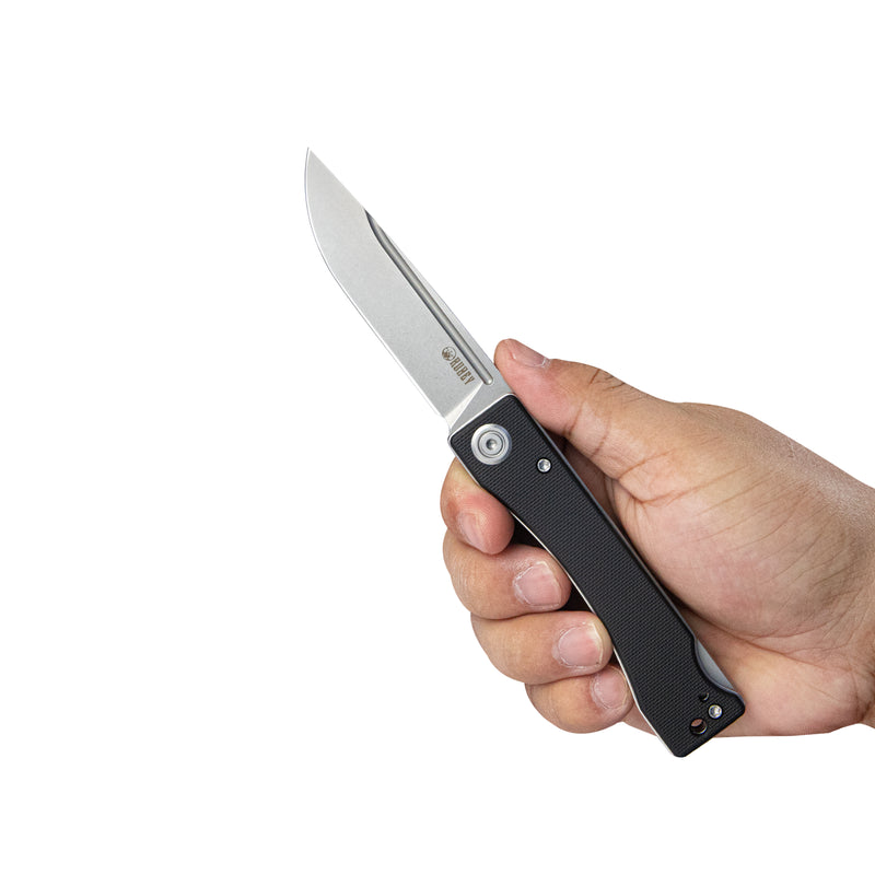 Akino Lockback Pocket Folding Knife Black G10 Handle 3.15" Bead Blasted Sandvik 14C28N KU2102A
