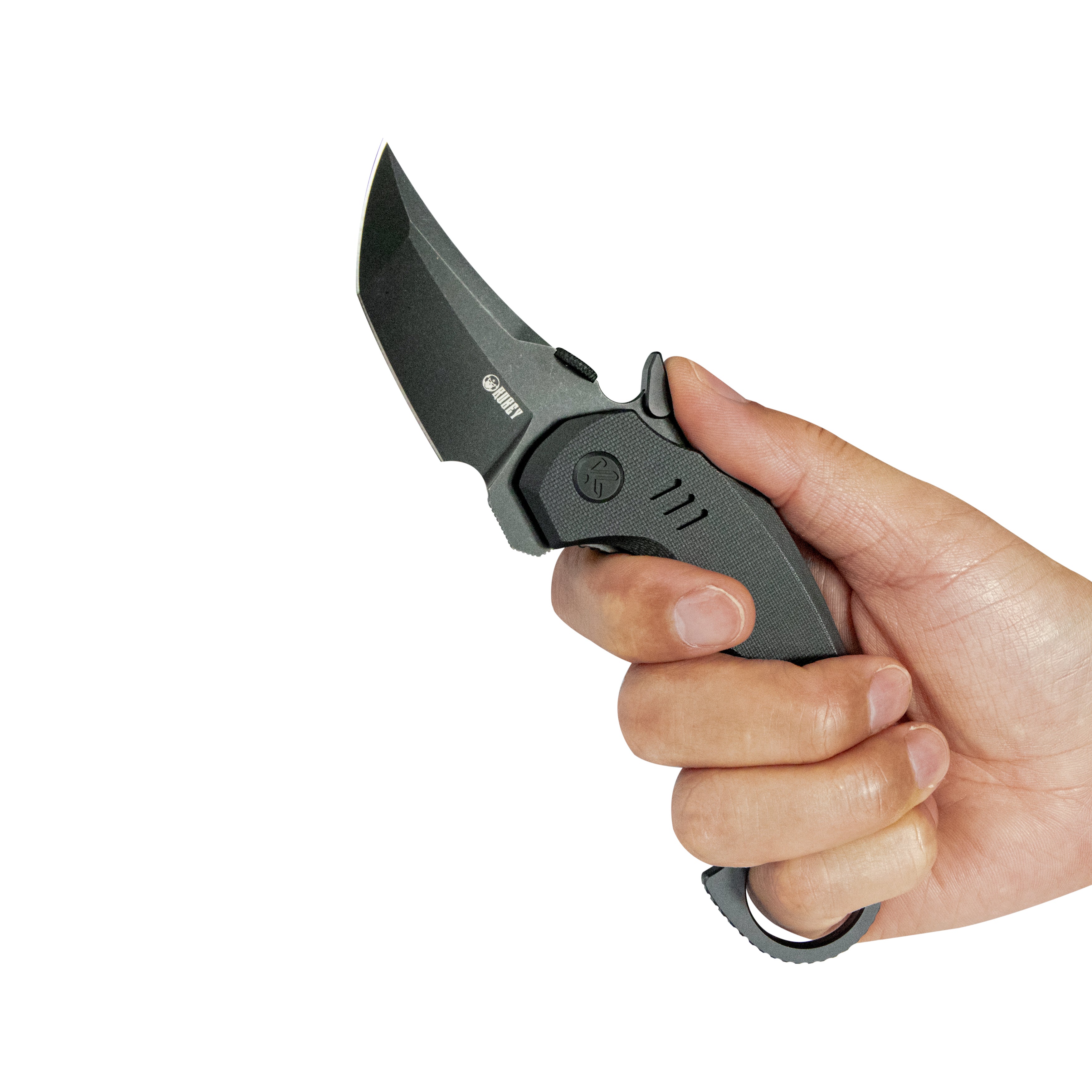 Kubey Jaw Tanto Karambit Folding Knife Black G-10 Handle 2.52" Blackwash 14C28N Blade KU439F