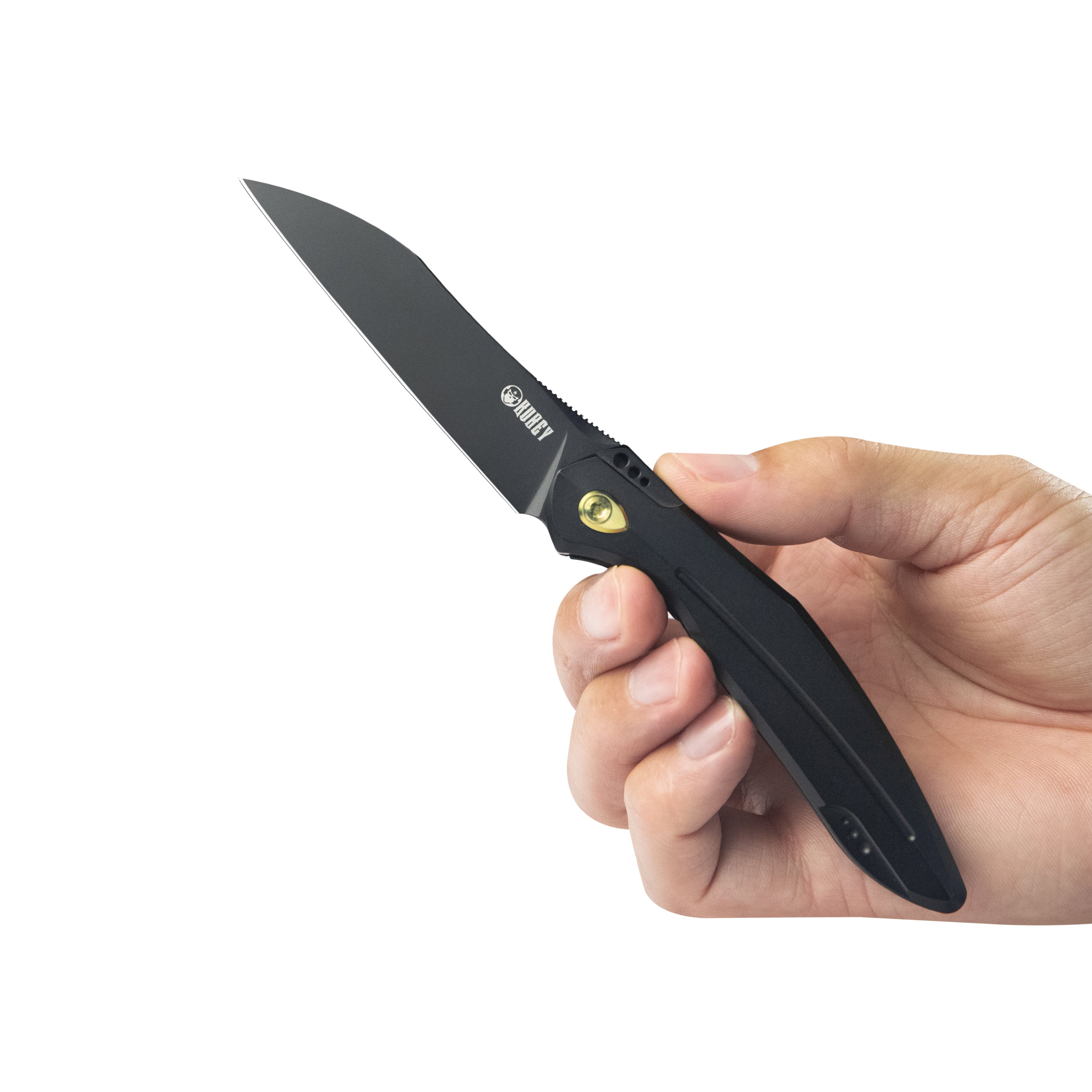 Kubey Barracuda Liner Lock Front Flipper Folding Knife Titanium Handle 3.38" Blackwash M390 KB299B