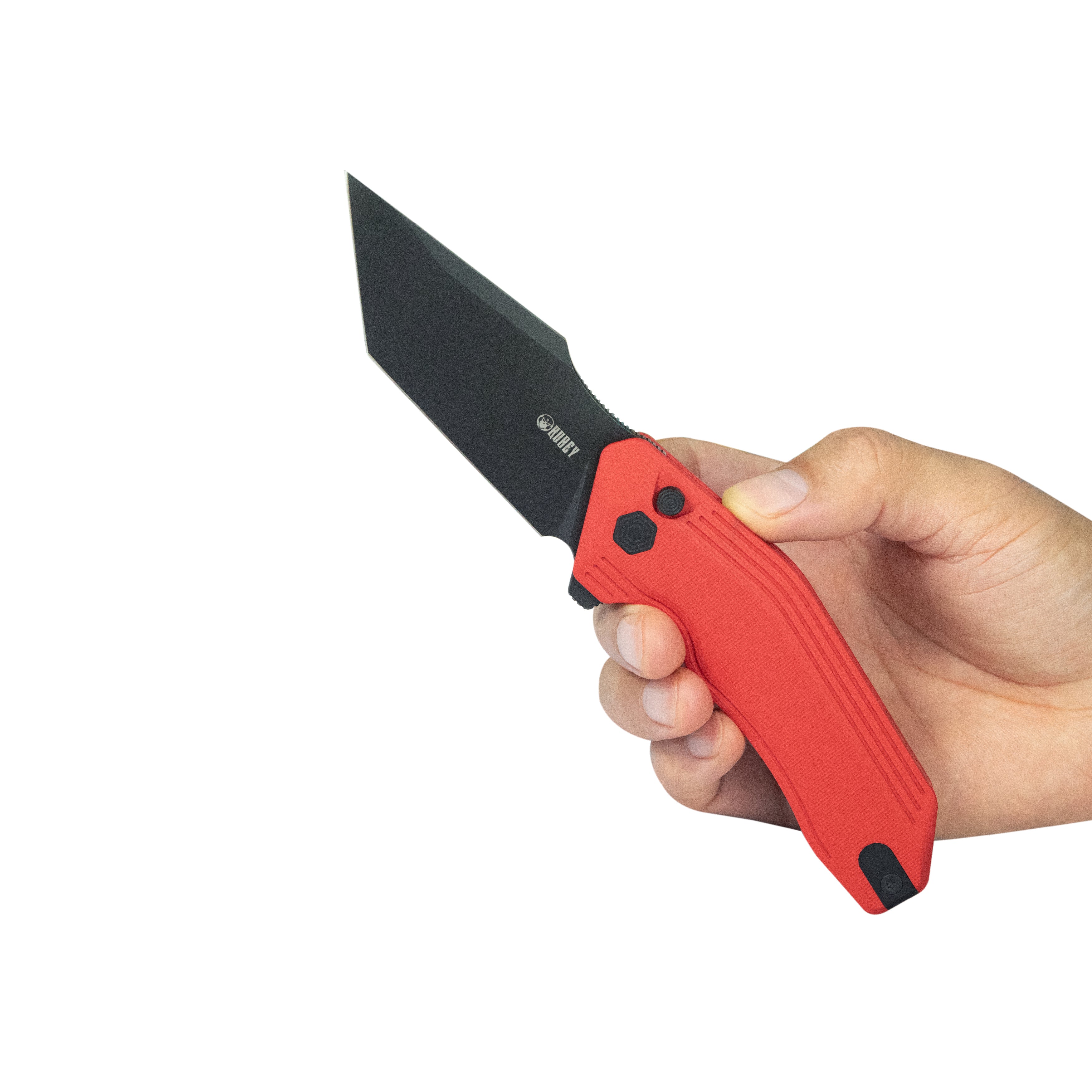 Kubey Yokai Folding Knife Red G-10 Handle 3.23'' Blackwashed 14C28N Blade KU392E