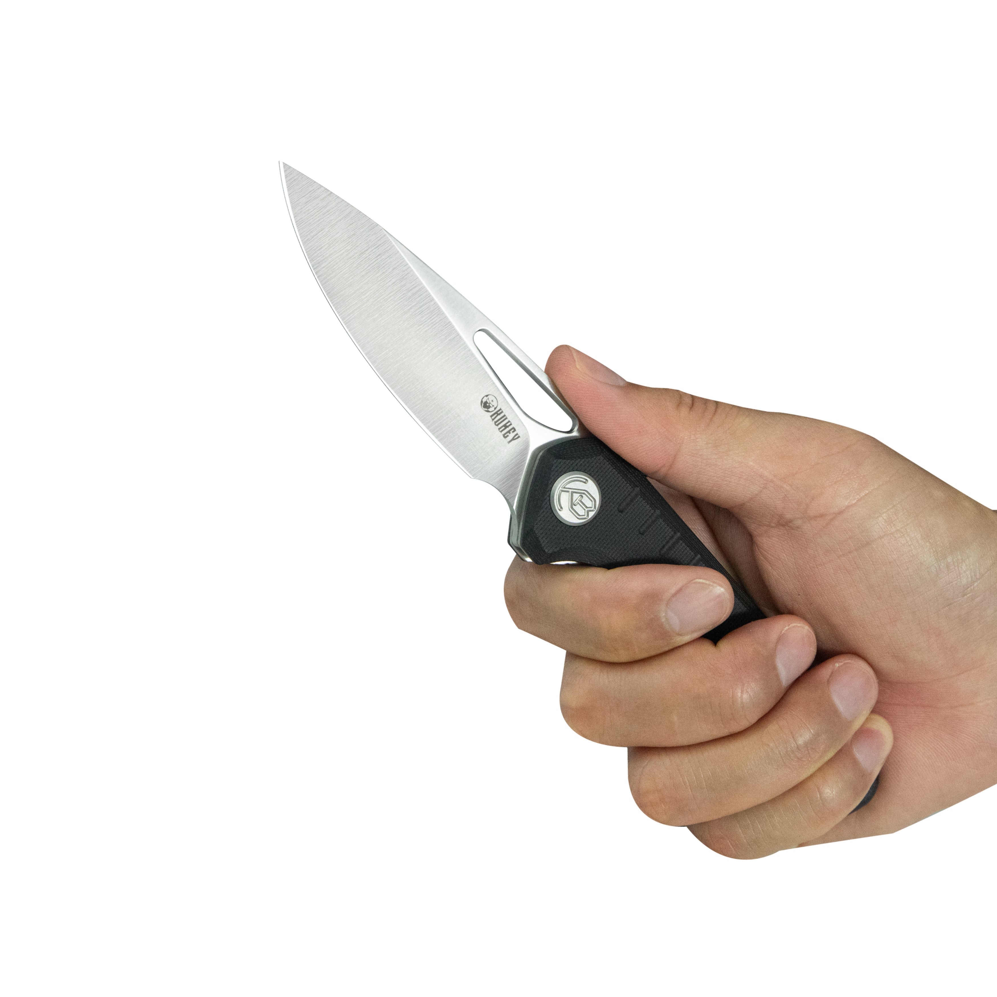 Kubey Doris Liner Lock Front Flipper Folding Knife Black G10 Handle 3.27" Satin Finish 14C28N KU324I