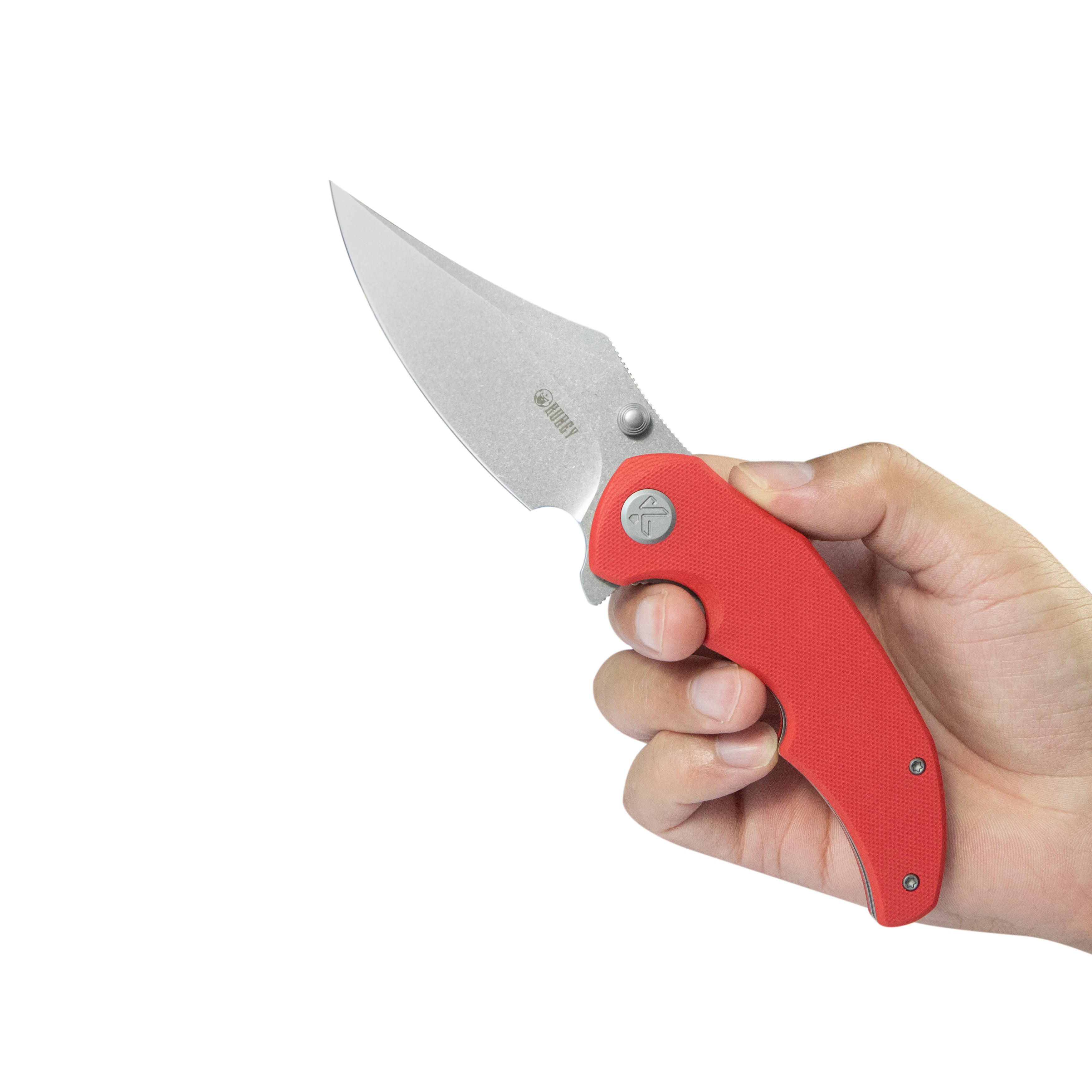 Kubey Ceto Flipper Camping Folding Knife Red G-10 Handle 3.46" Stonewash 14C28N Blade KU181H