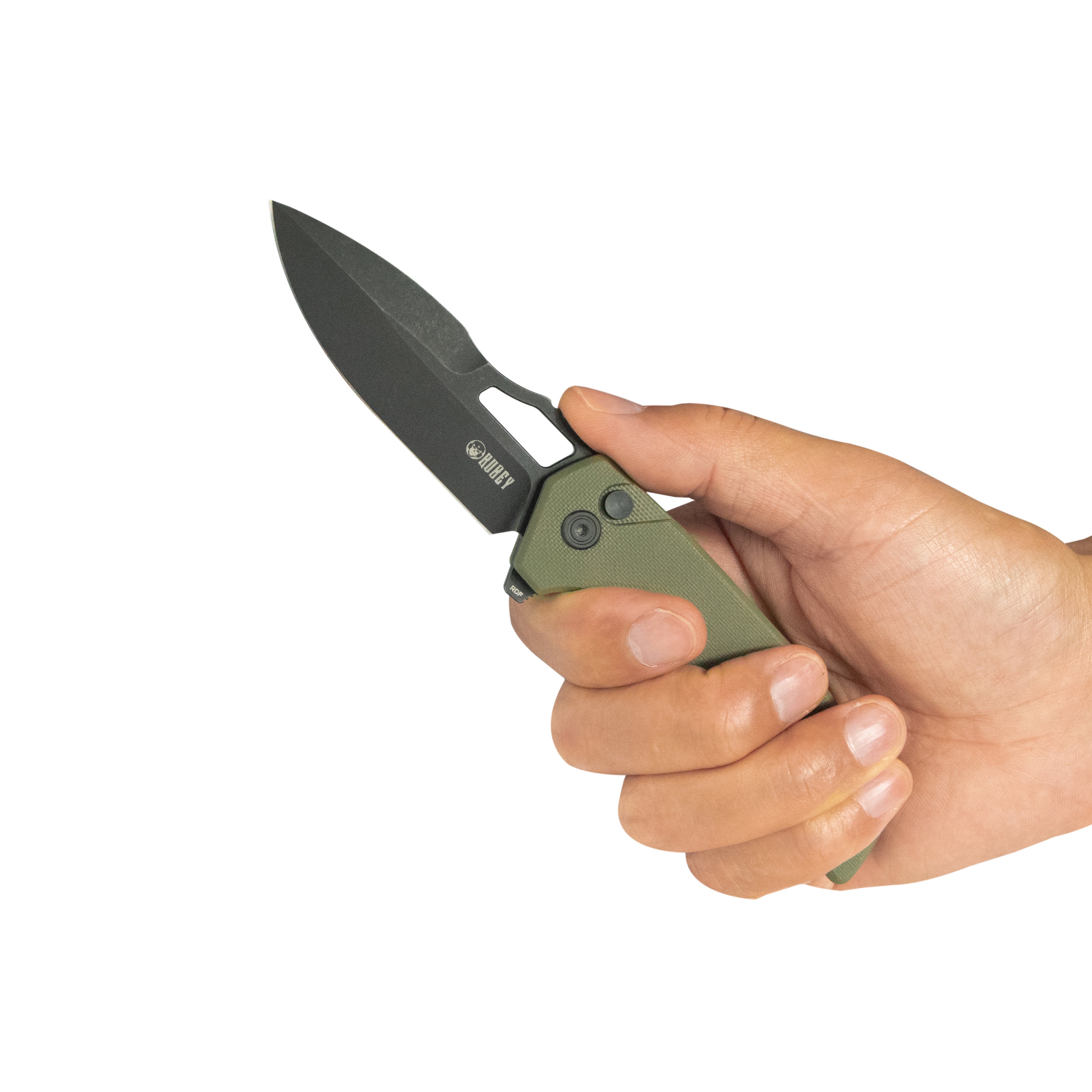 Kubey RDF Pocket Knife Green G-10 Handle 3.11" Blackwash 14C28N Blade Knife KU316K
