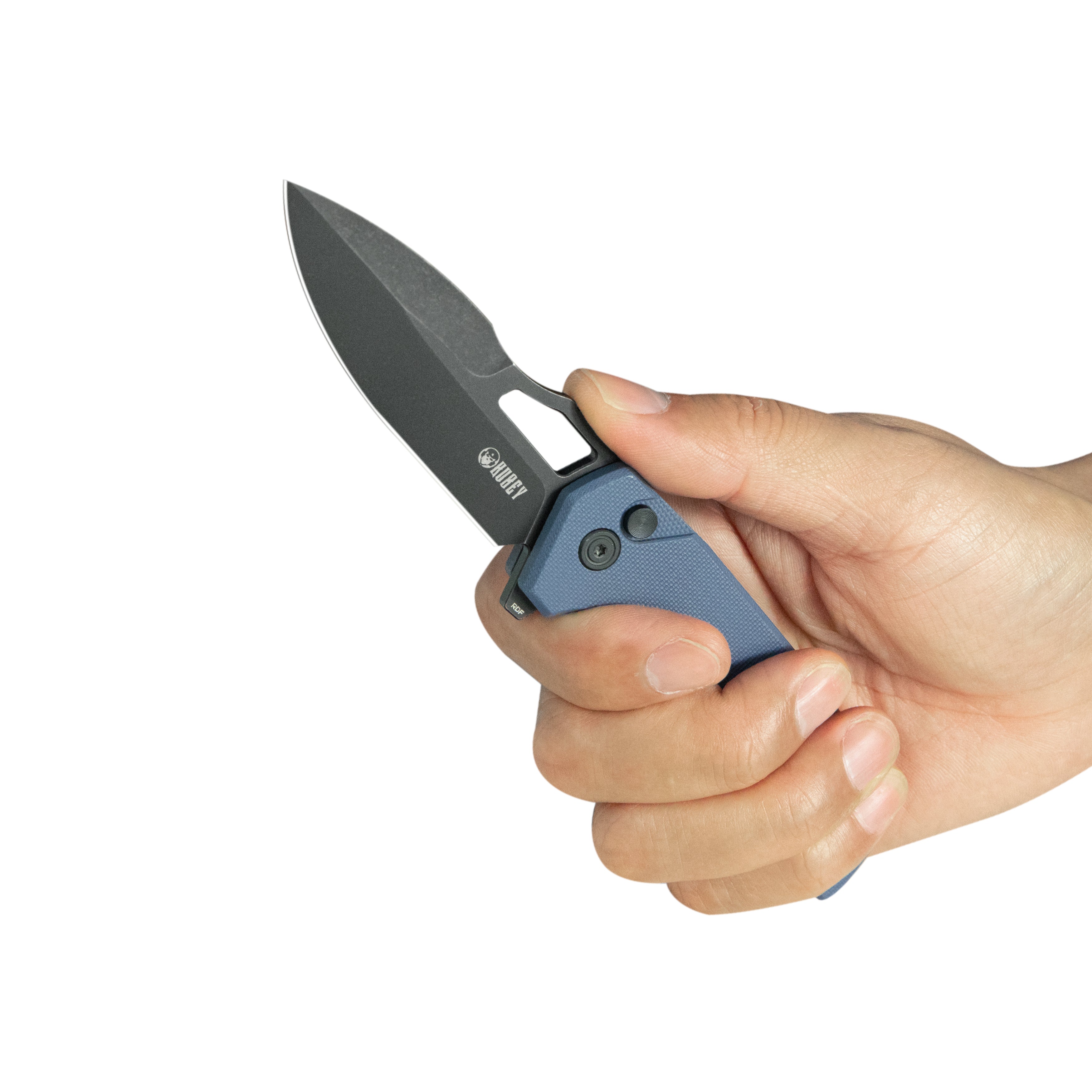 Kubey RDF Pocket Folding Knife Blue G-10 Handle 3.11" Blackwash 14C28N Blade Knife KU316J
