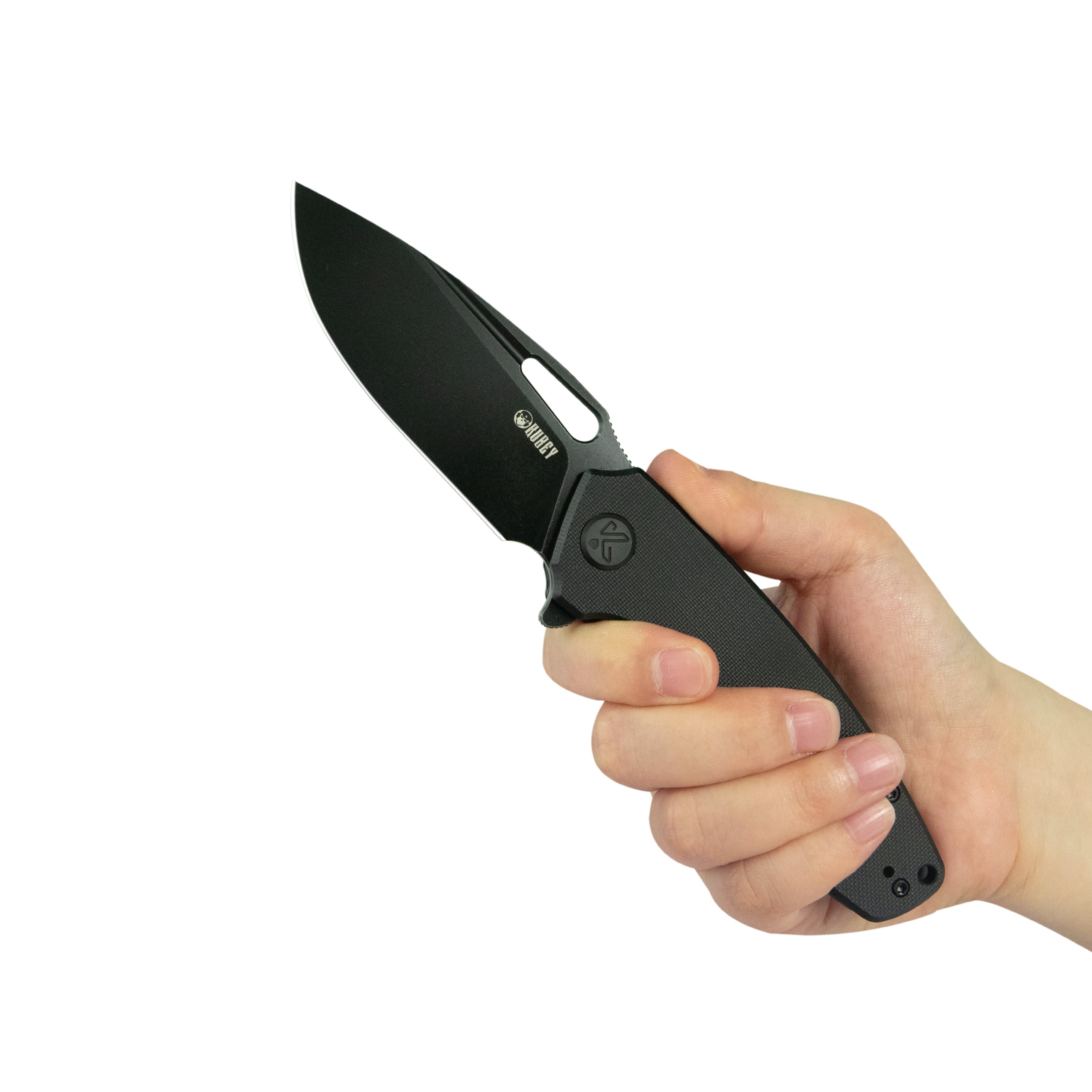 Kubey Tityus Liner Lock Flipper Folding Knife Black G10 Handle 3.39" Blackwash 14C28N KU322T