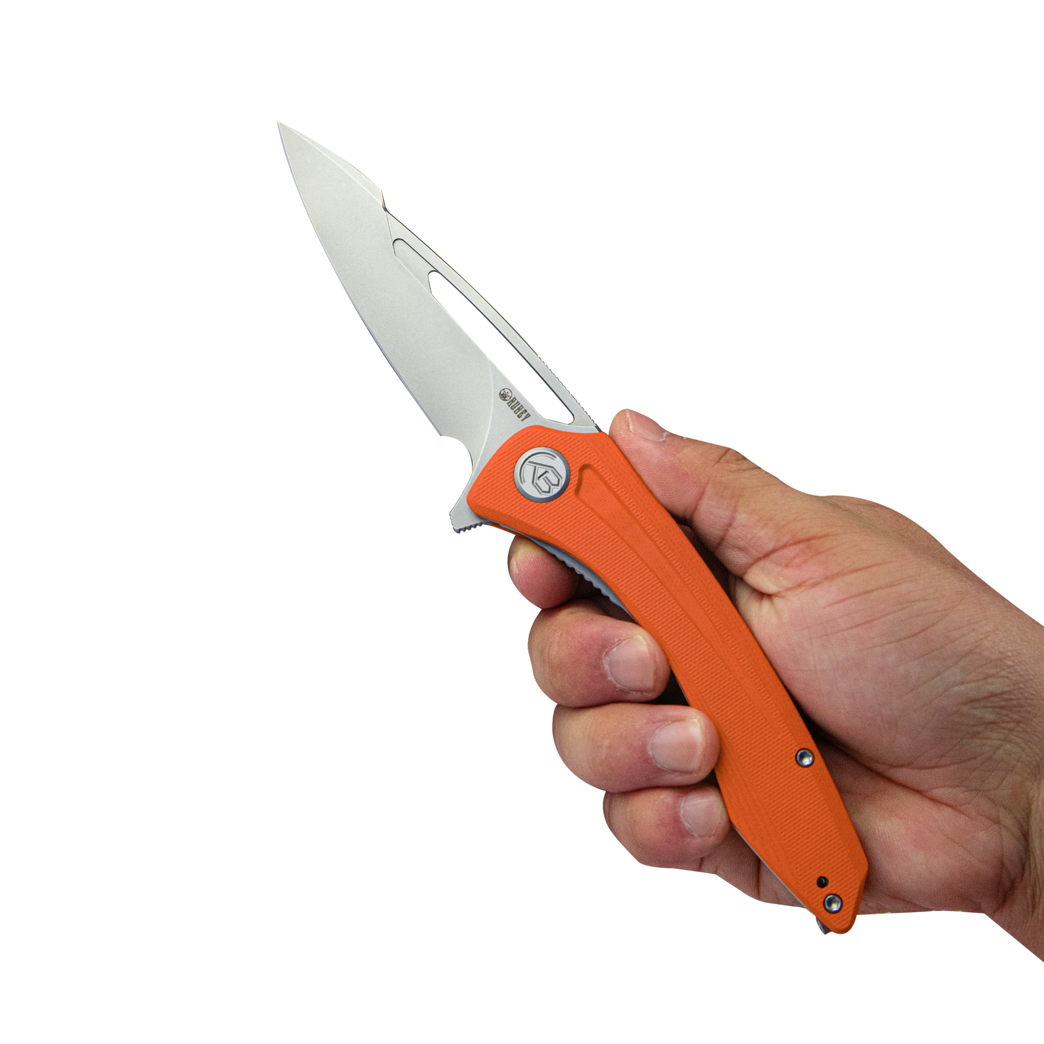 Merced Folding Knife 3.46" Beadblasted AUS-10 Blade With Durable Orange G10 Handle Reliable Tactical Pocket Knife KU345B