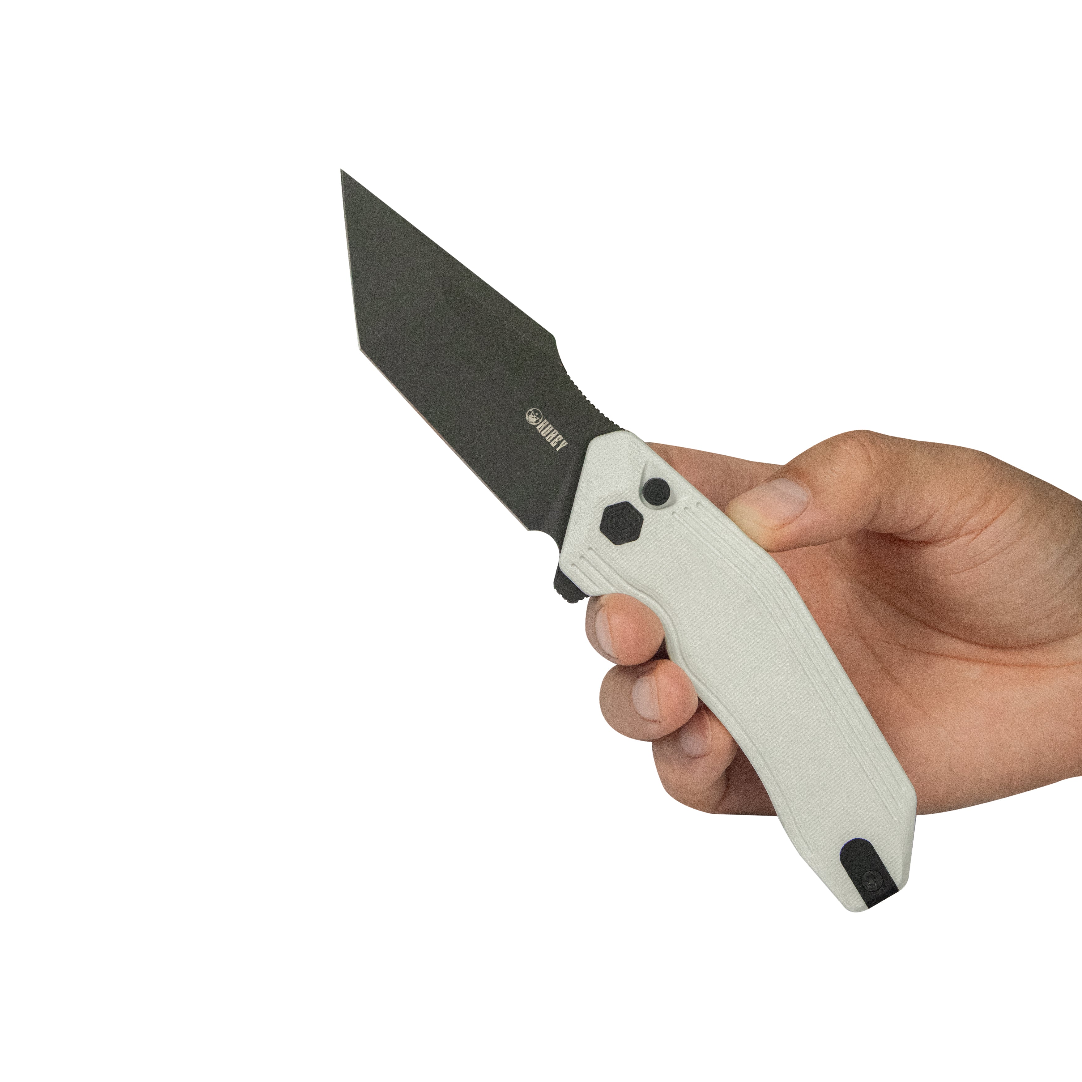 Kubey Yokai Folding Knife Ivory G-10 Handle 3.23'' Blackwashed 14C28N Blade KU392D