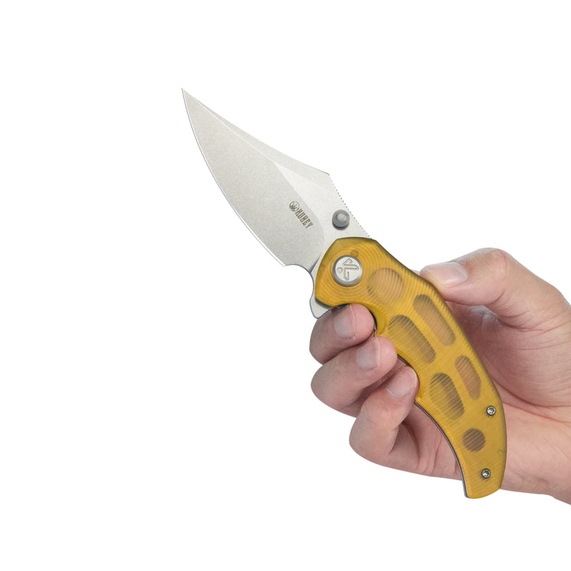 Ceto Flipper Camping Folding Knife Ultem Handle 3.46" Stonewash 14C28N Blade KU181C