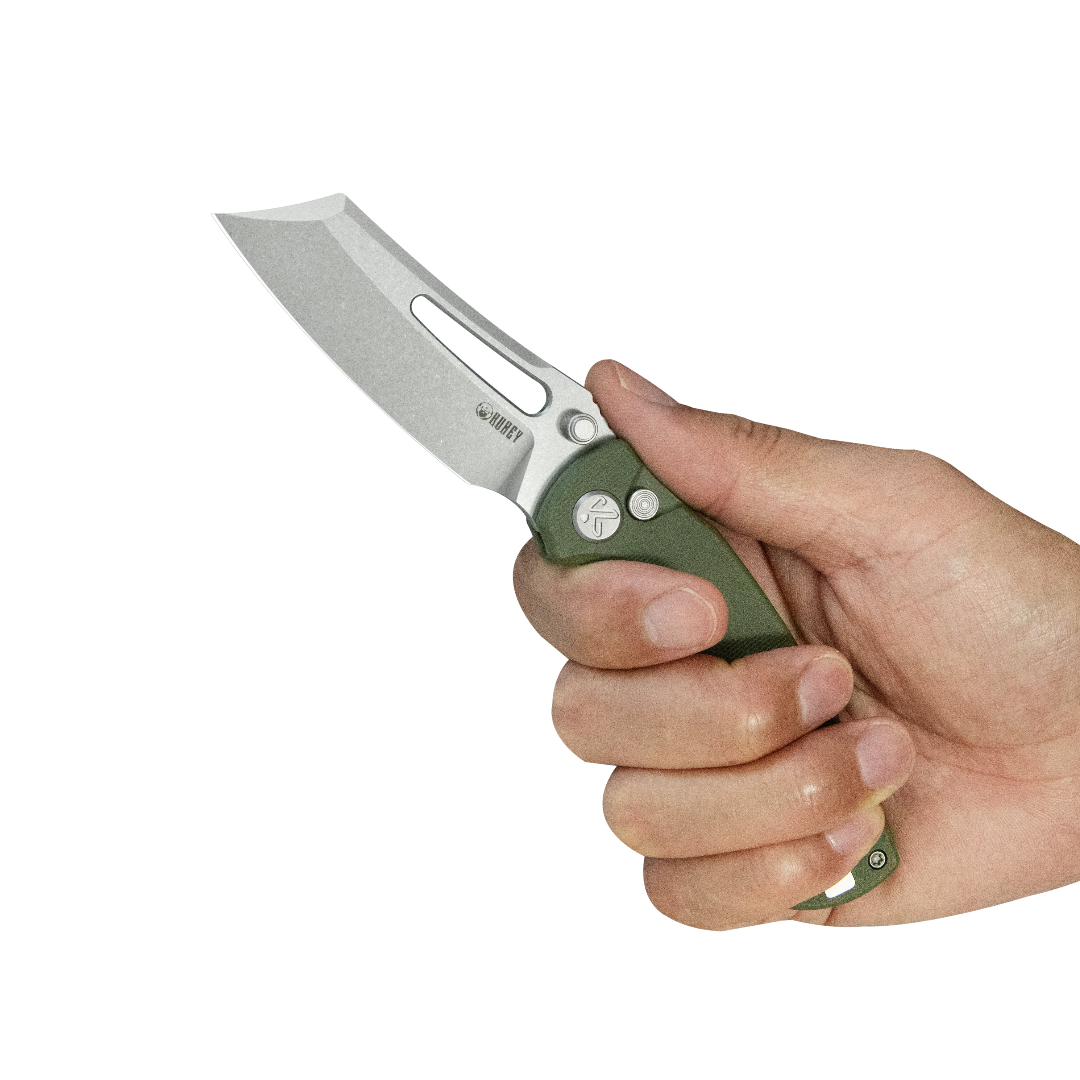 Kubey Dheo EDC Folding Knife Green G-10 Handle 3.15" Beadblast Sandvik 14C28N Blade Knife KU378B
