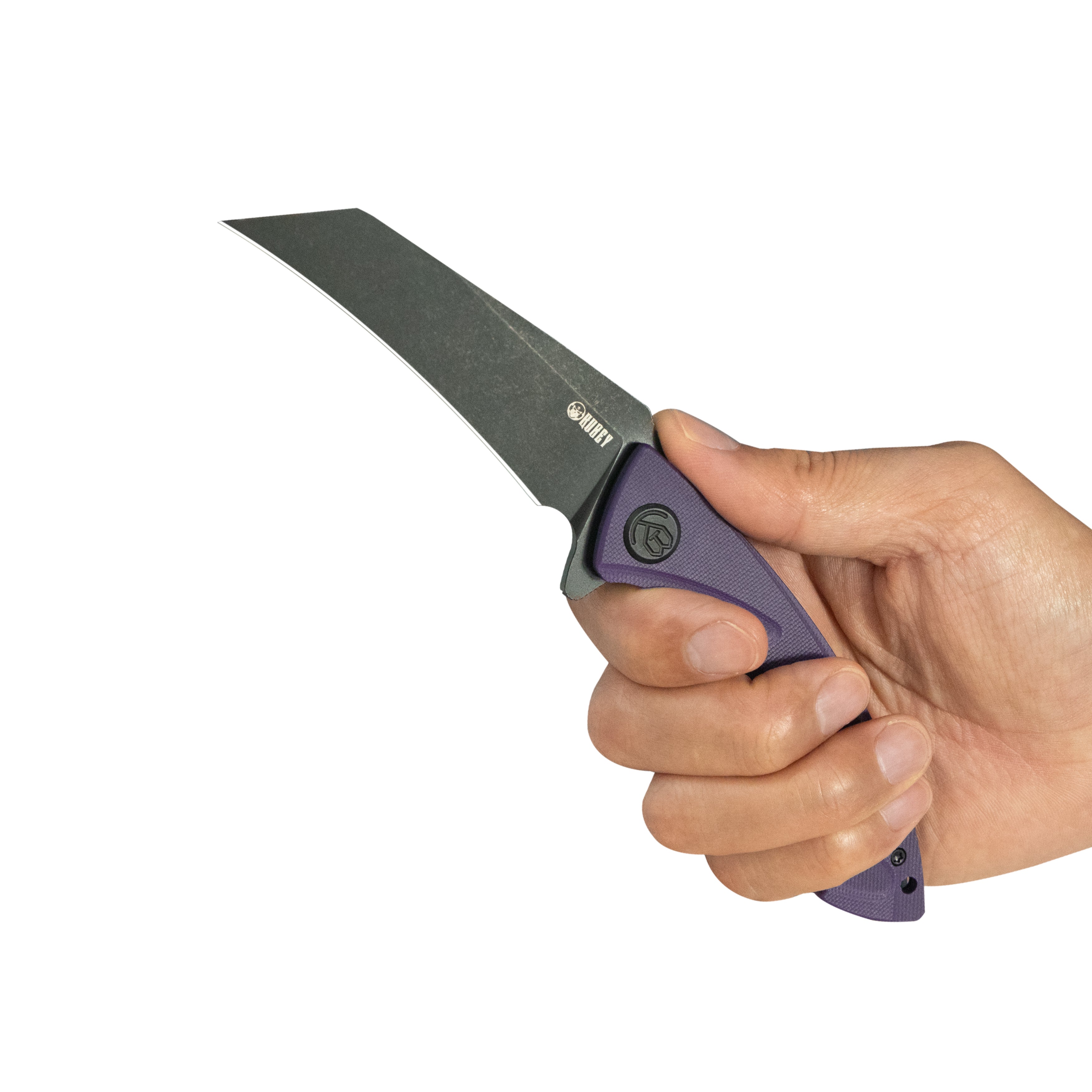 Kubey Anteater Liner Lock Folding Knife Purple G10 Handle 3.42" Blackwash 14C28N Blade KU212M