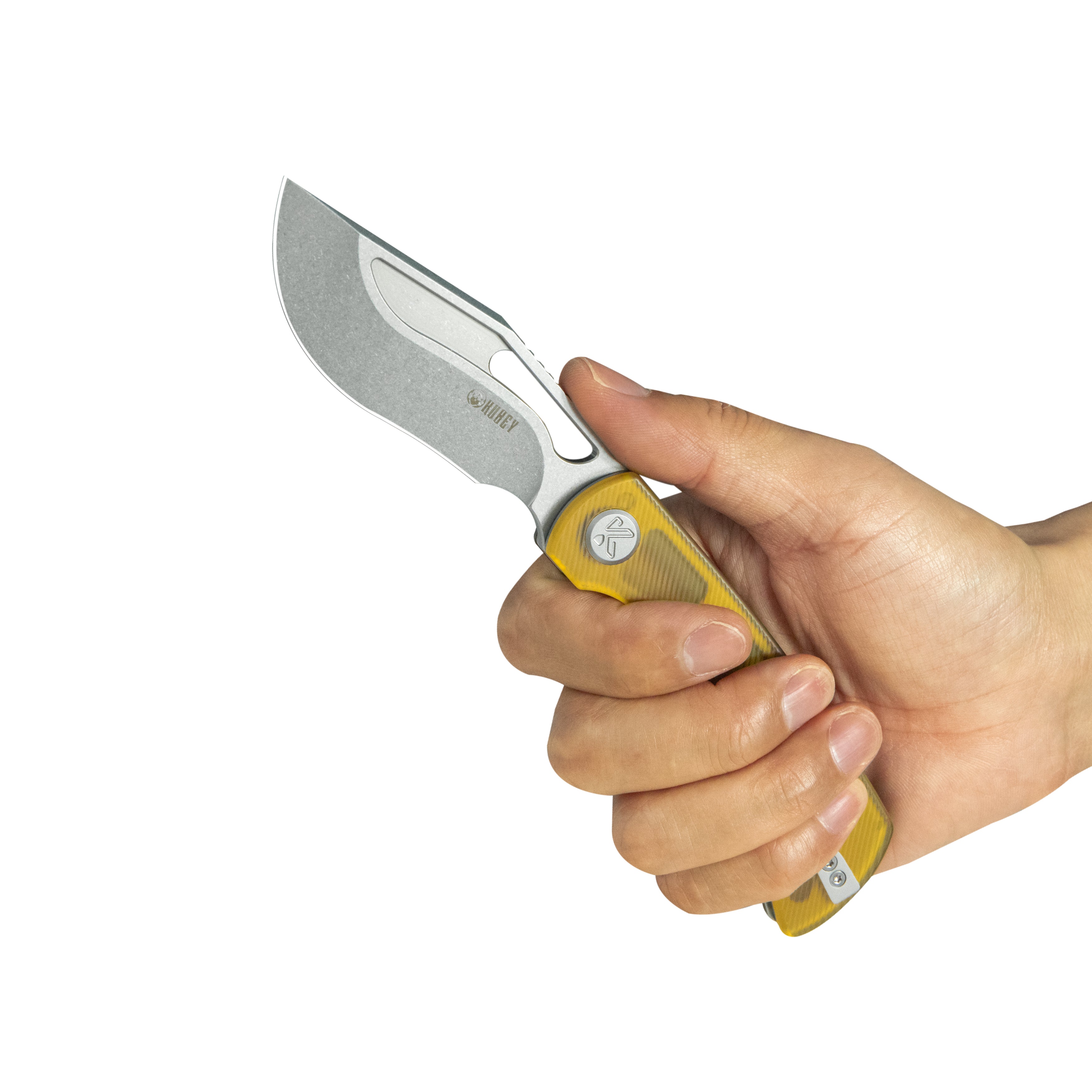 Kubey Gurkha EDC Folding Knife Ultem Handle 3.50" Beadblast Sandvik 14C28N Blade Knife KU397C