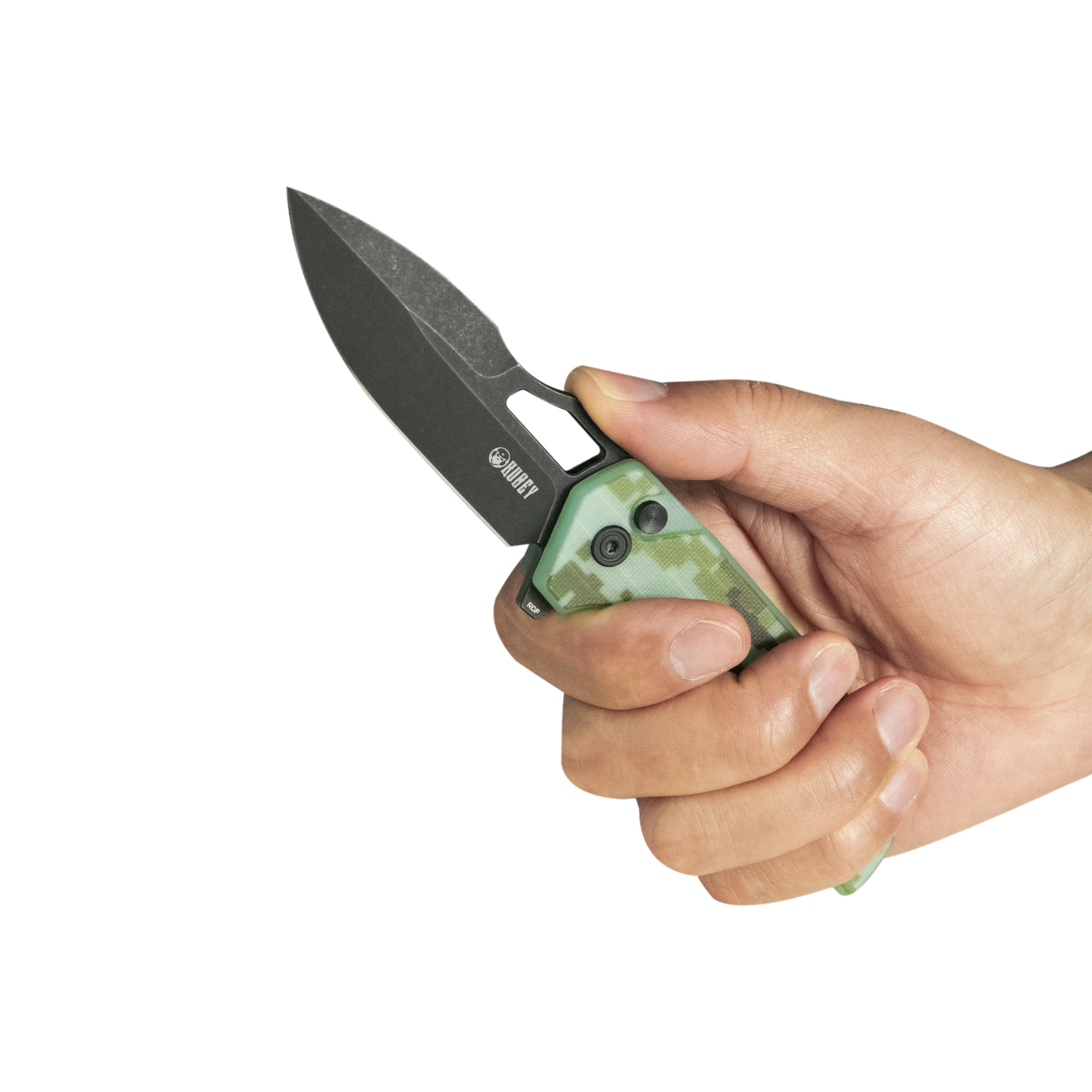 Kubey RDF Pocket Folding Knife Camo G-10 Handle 3.11" Blackwash 14C28N Blade Knife KU316M