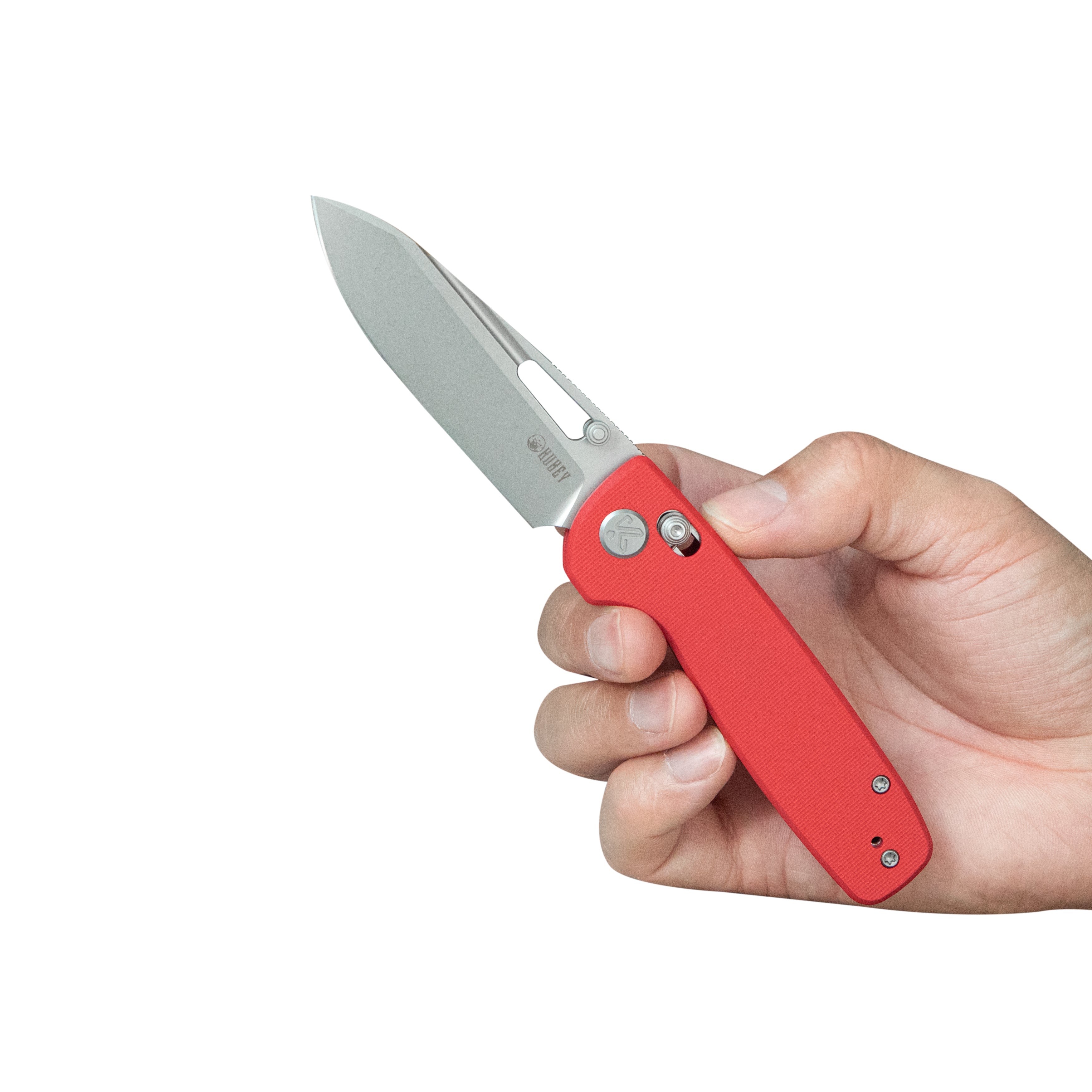 Kubey Bluff Axis lock Everyday Carry Folding Knife Red G10 Handle 3.19" Sandblast 14C28N KU248H