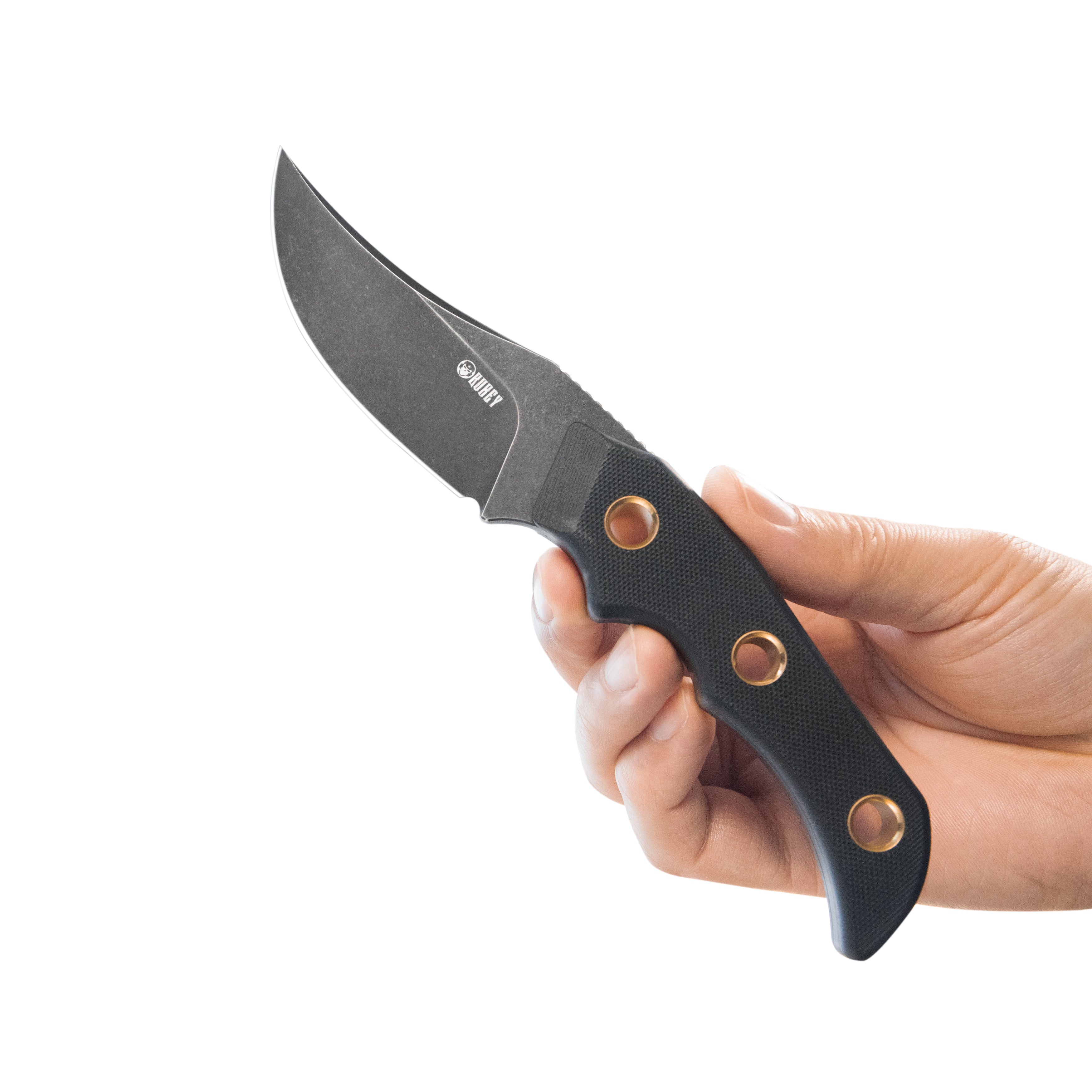 Mikkel Willumsen Design Blade Hunter Clip Point EDC Fixed Blade Knife Black G10 Handle 3.38" Blackwash 14C28N KU375B