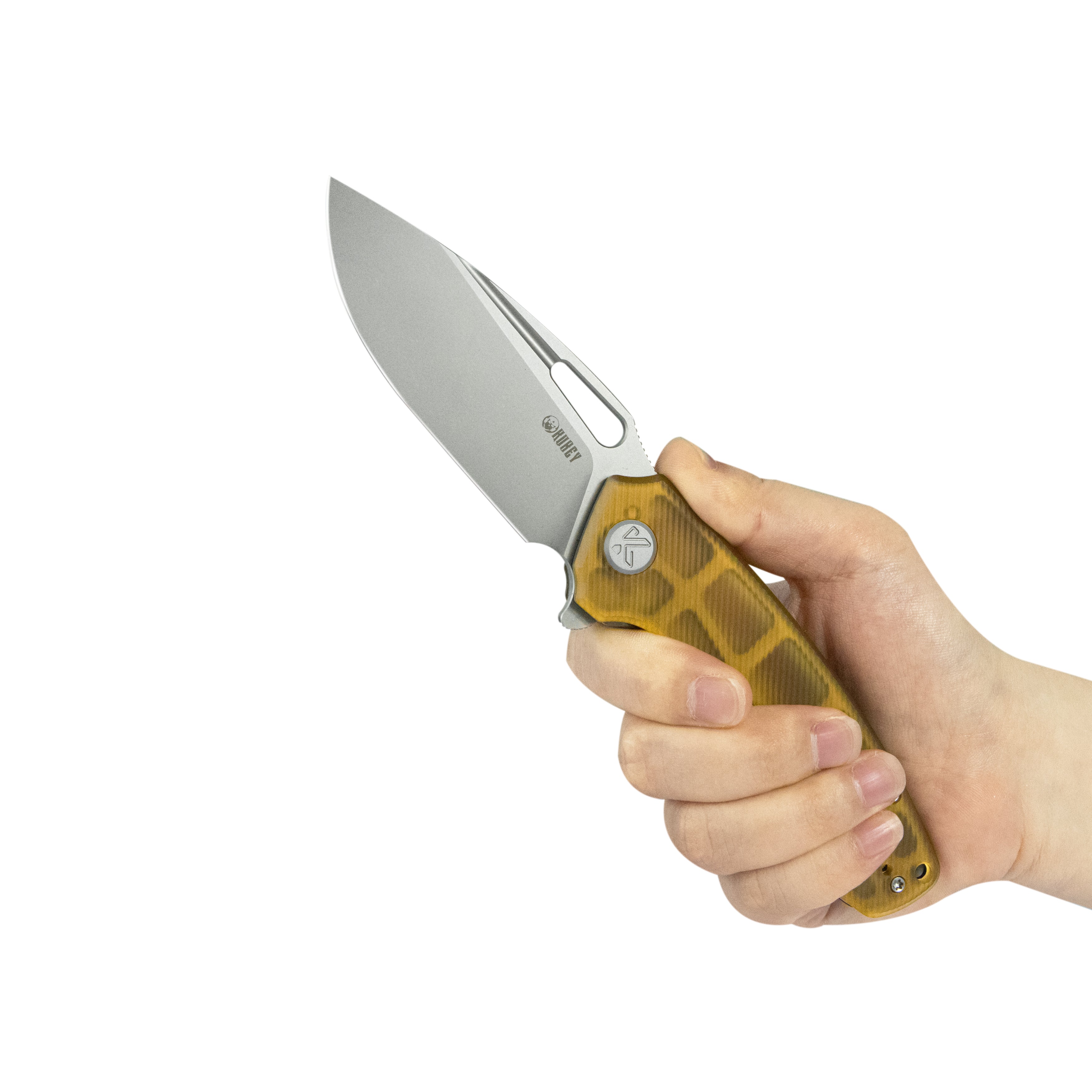 Kubey Tityus Liner Lock Flipper Folding Knife Ultem Handle 3.39" Beadblast 14C28N KU322R