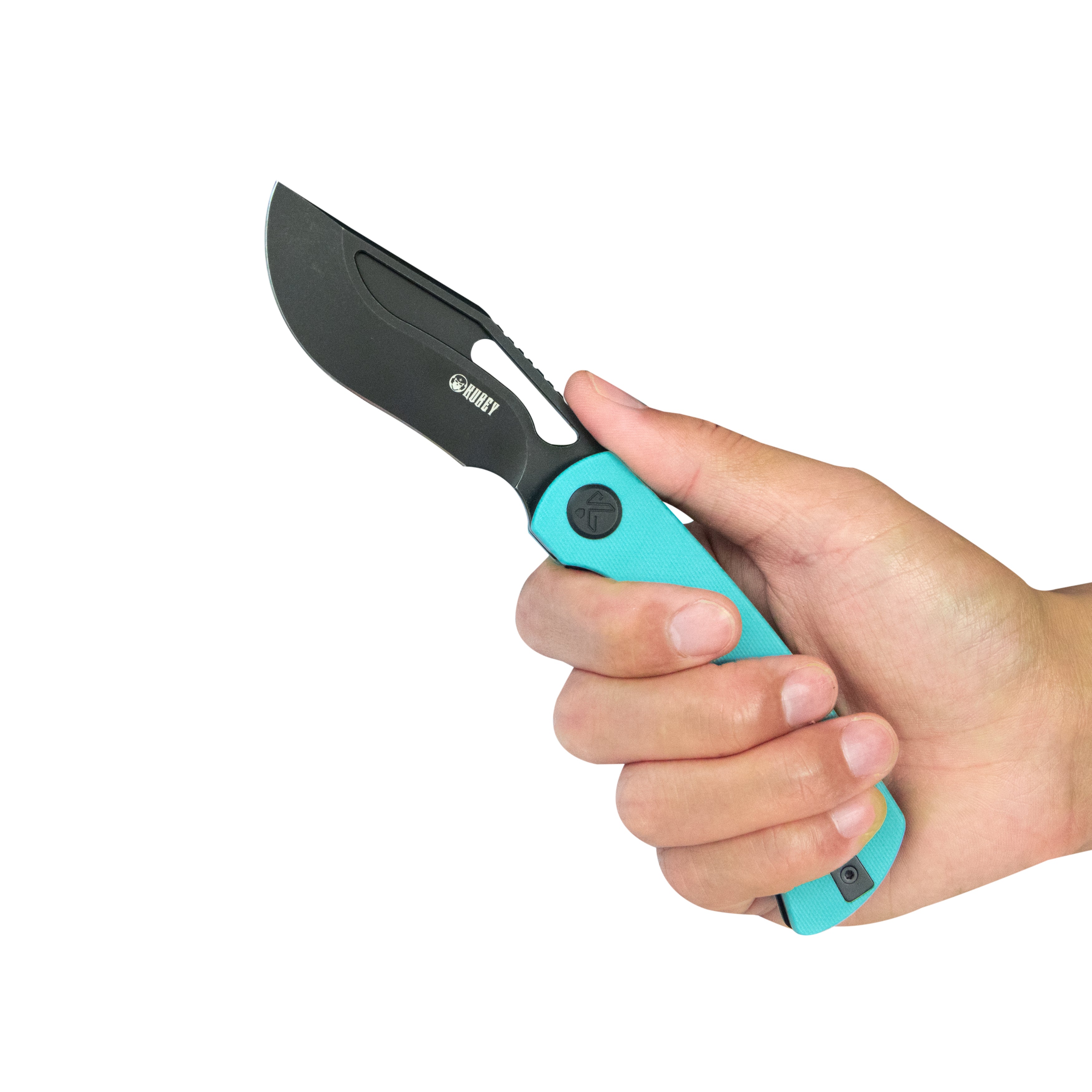 Kubey Gurkha EDC Folding Knife Tiffany Blue G-10 Handle 3.50" Blackwash Sandvik 14C28N Blade Knife KU397F