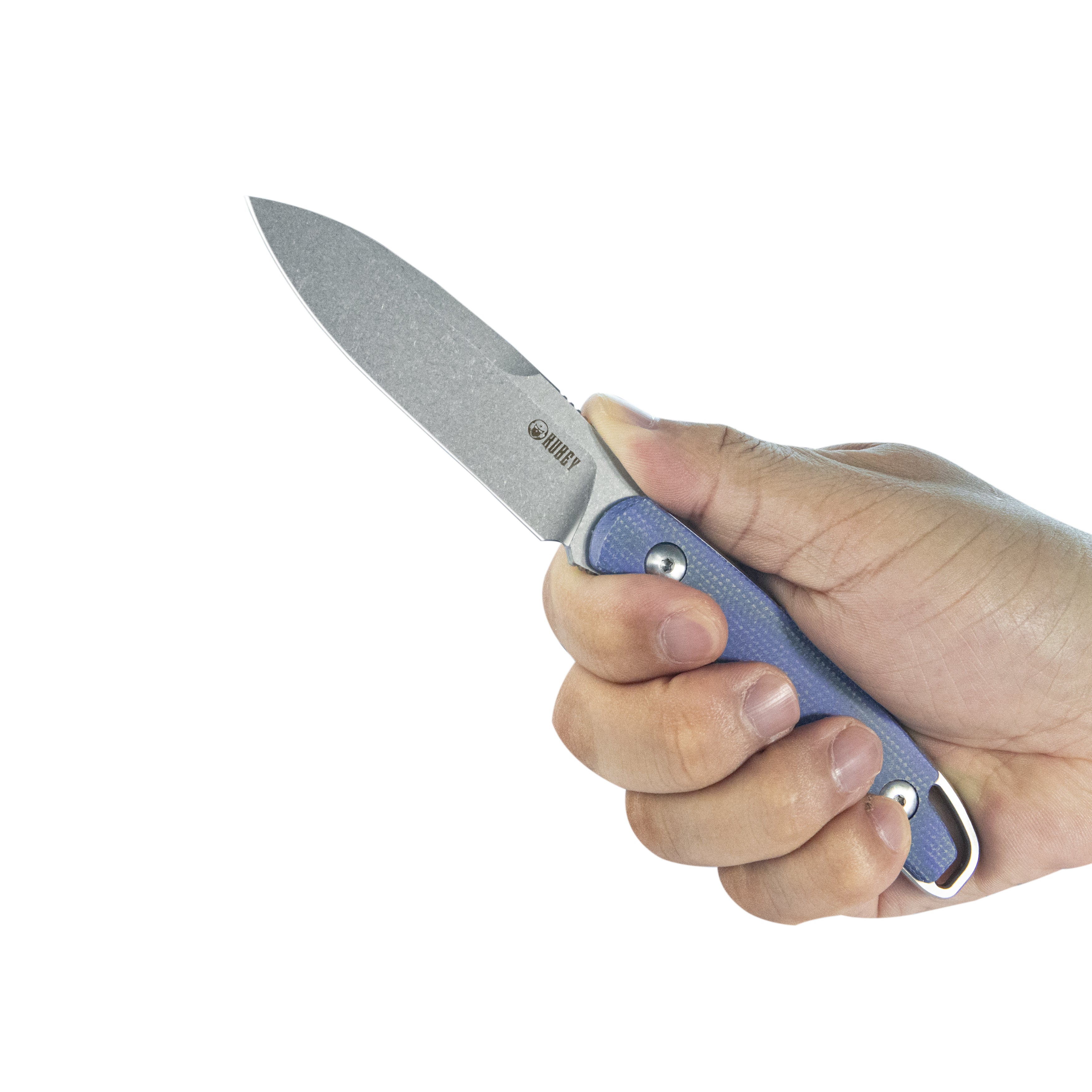 Kubey Dust Devil Utility Knife Fixed Blade Knives Blue Micarta 3.23'' Beadblast 14C28N KU357D