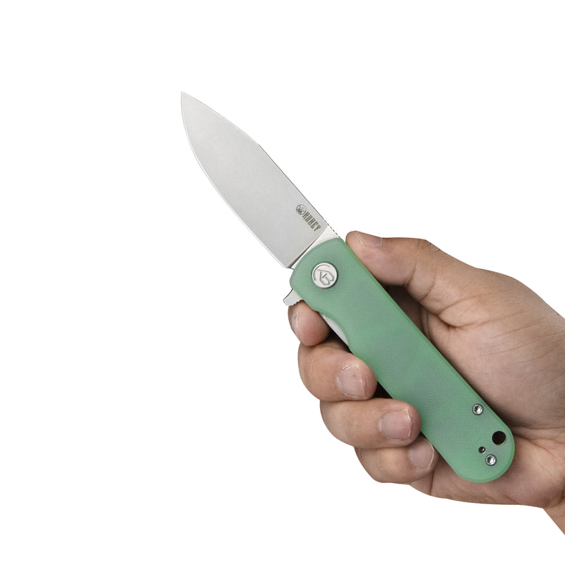NEO Outdoor Folding Pocket Knife Jade G10 Handle 3.43" Beadblast AUS-10 KU371C