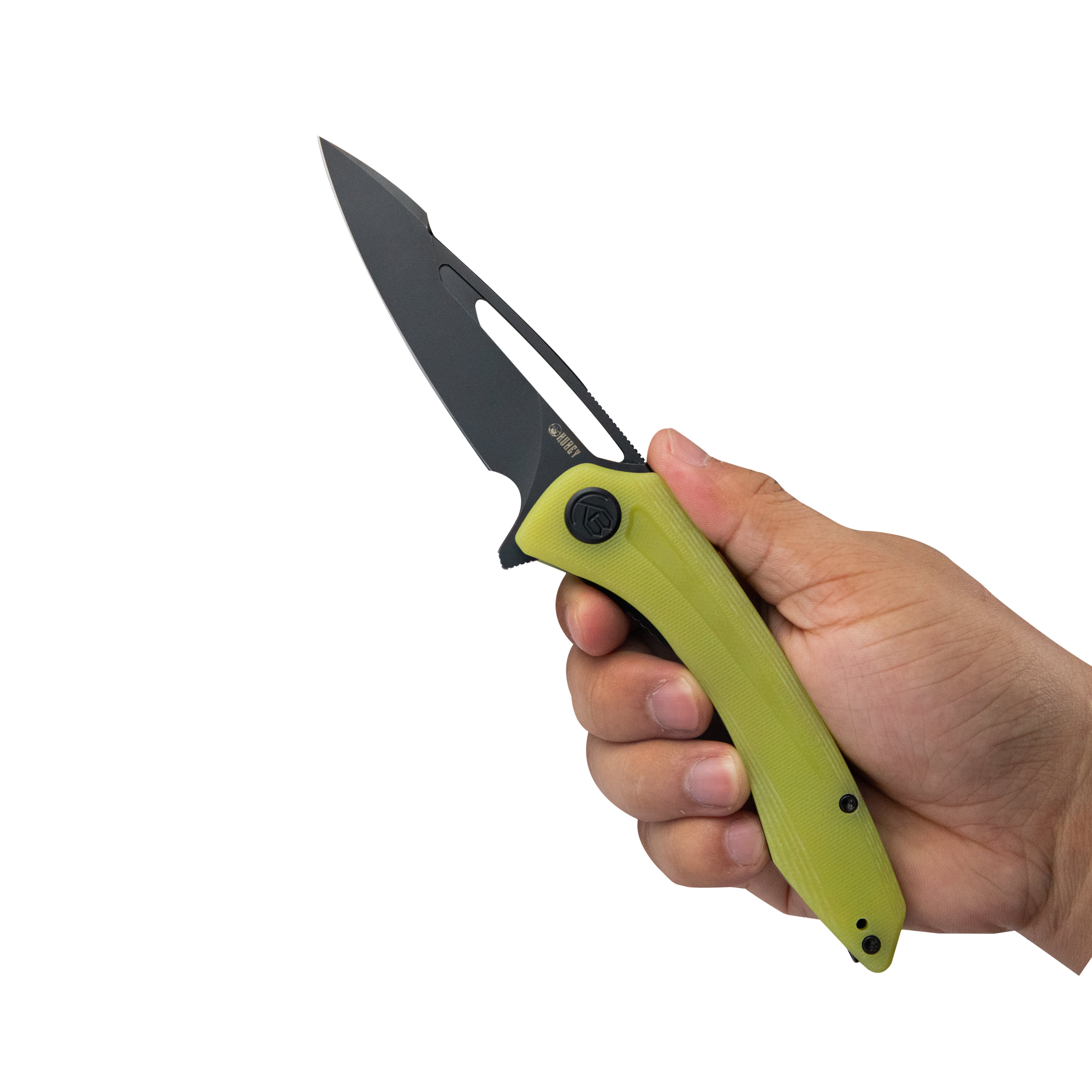 Merced Folding Knife 3.46" Blackwash AUS-10 Blade With Durable Translucent Yellow G10 Handle Reliable Tactical Pocket Knife KU345C